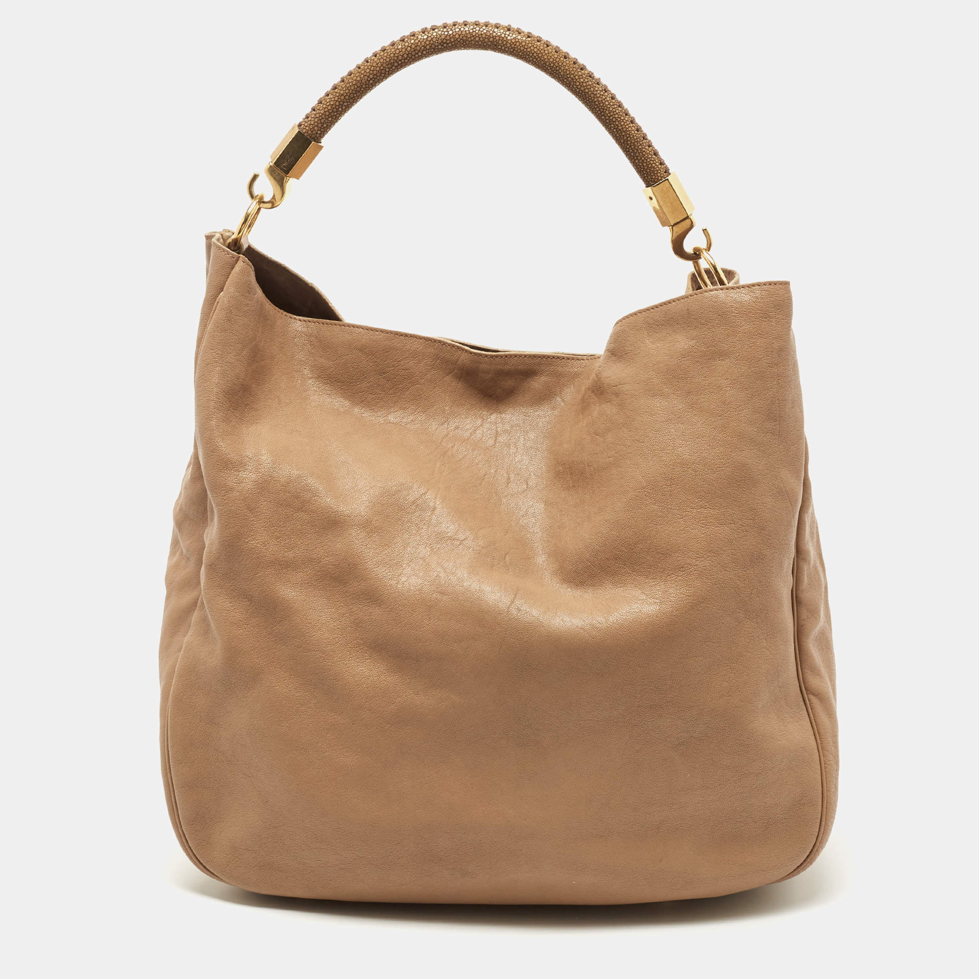 Saint Laurent Beige Leather Roady Hobo
