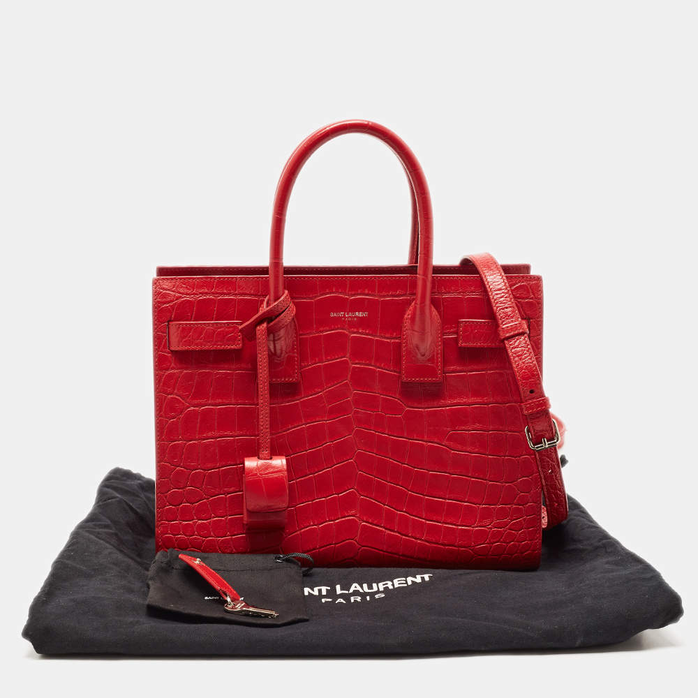 Sac yves saint top laurent croco rouge