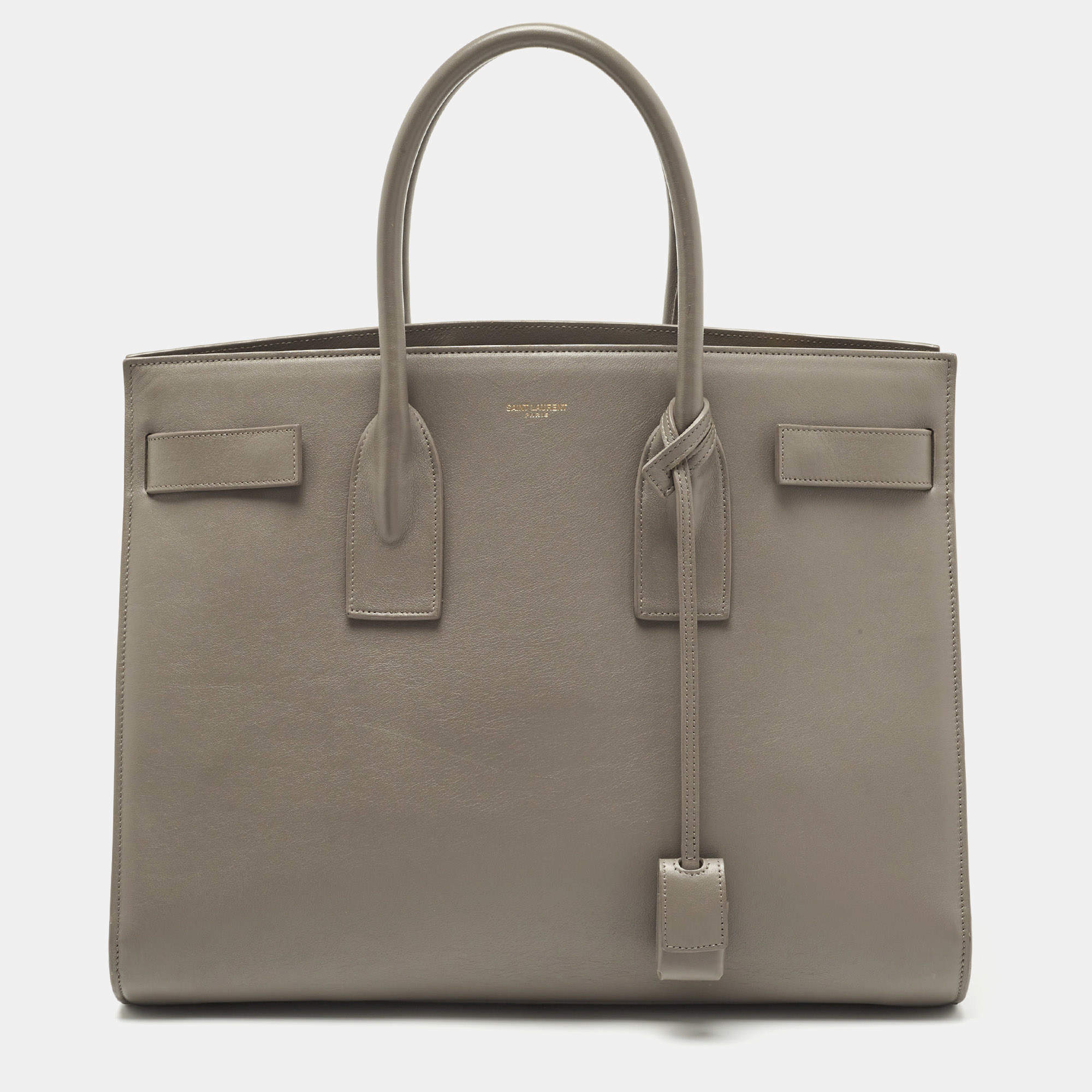 Pre Owned Saint Laurent Grey Leather Medium Sac De Jour Tote