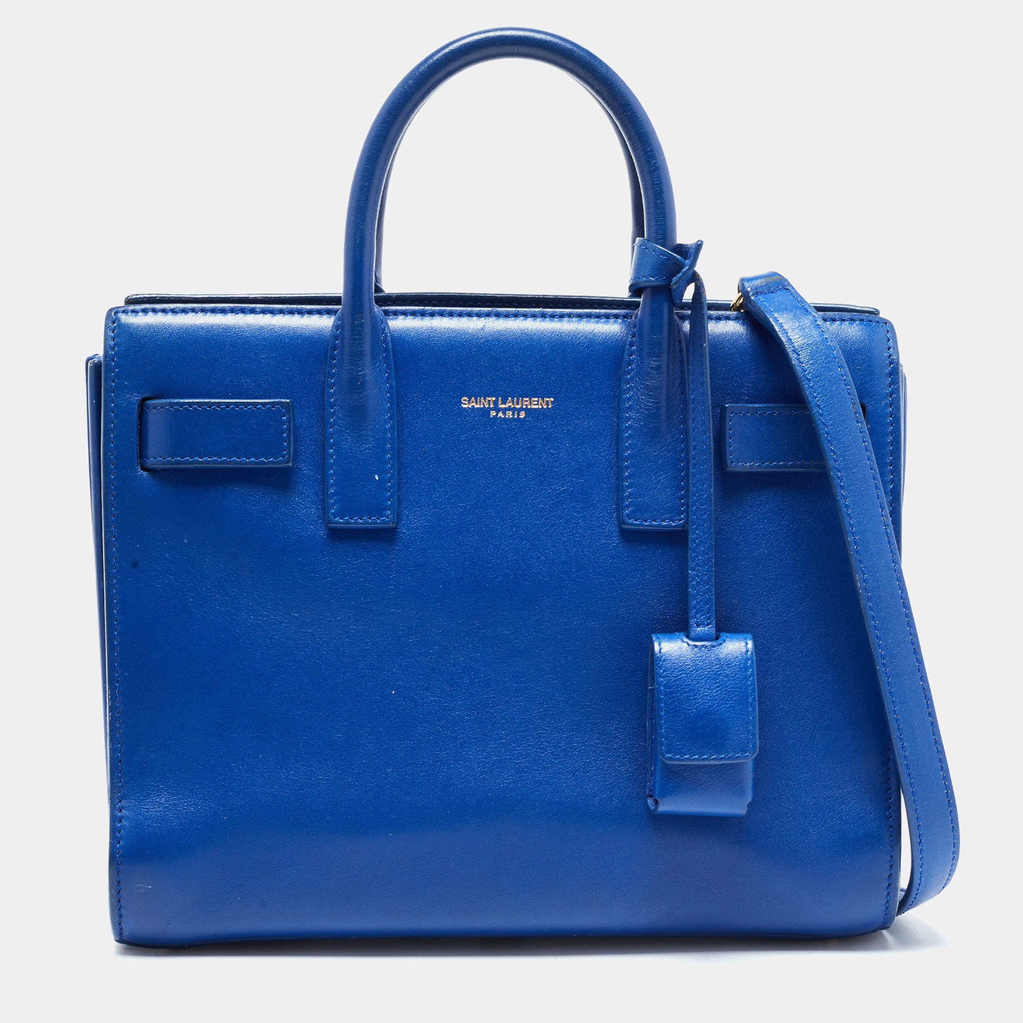 مملوكة مسبقًا Saint Laurent Blue Leather Nano Classic Sac De Jour Tote