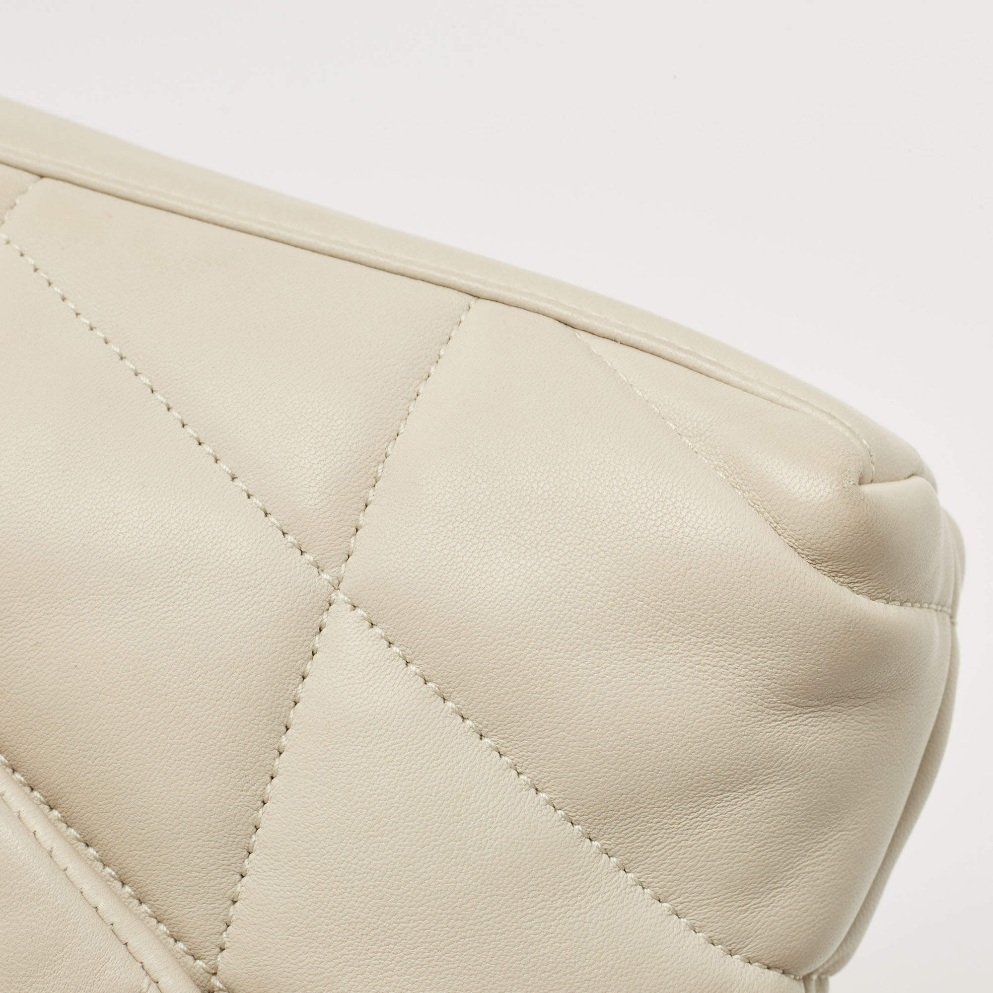 Saint Laurent White Quilted Leather Mini Puffer Toy Flap Bag For