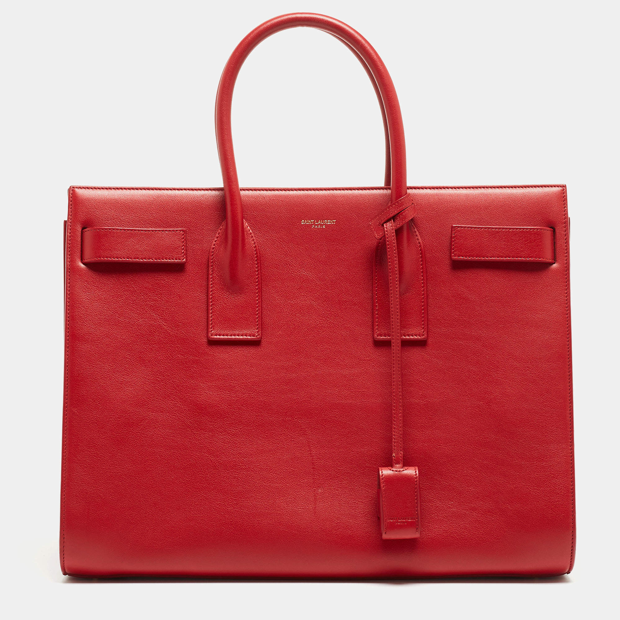 Saint Laurent Red Leather Large Sac De Jour Tote