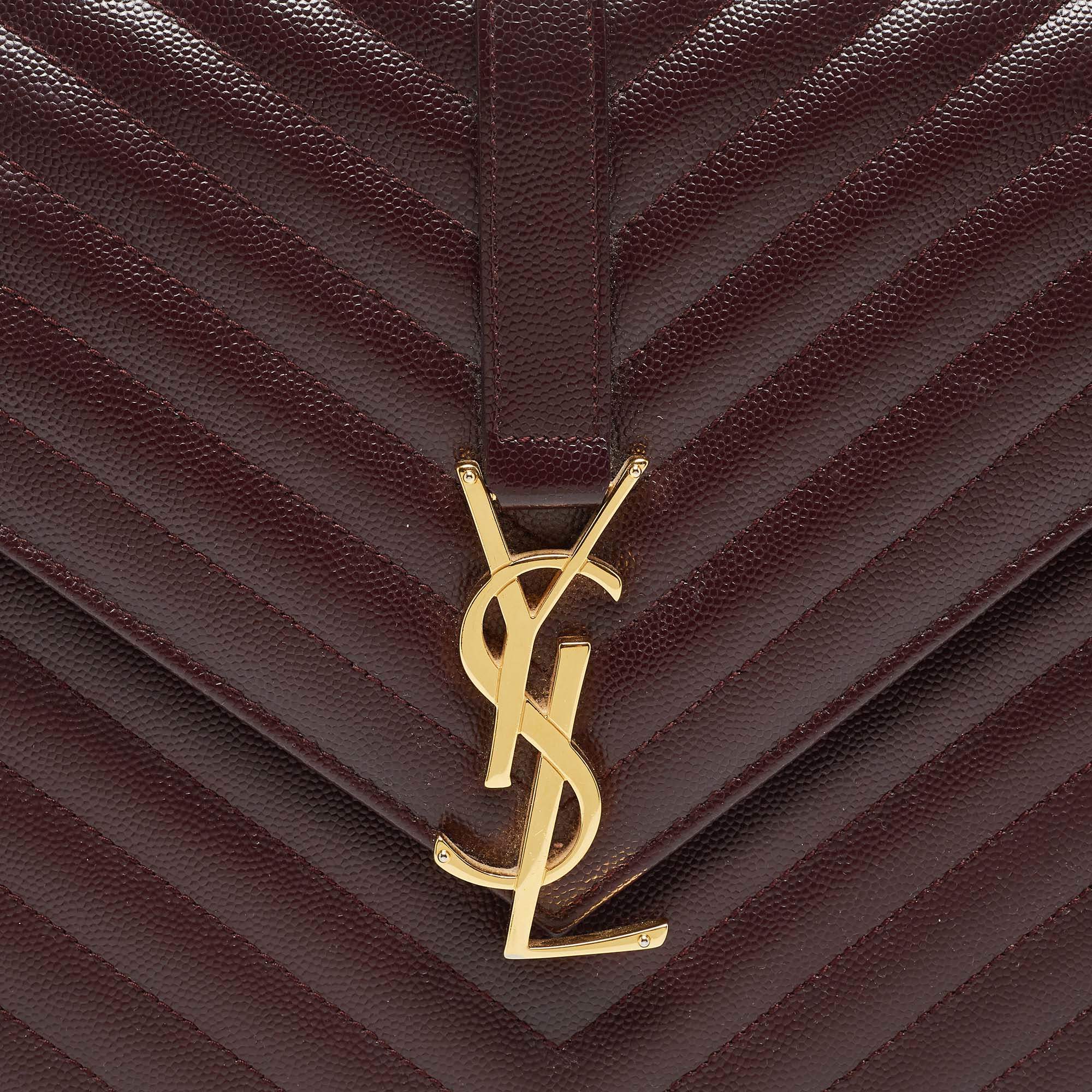 Saint Laurent Burgundy Matelassé Leather Small Monogram Cabas Tote Saint  Laurent Paris