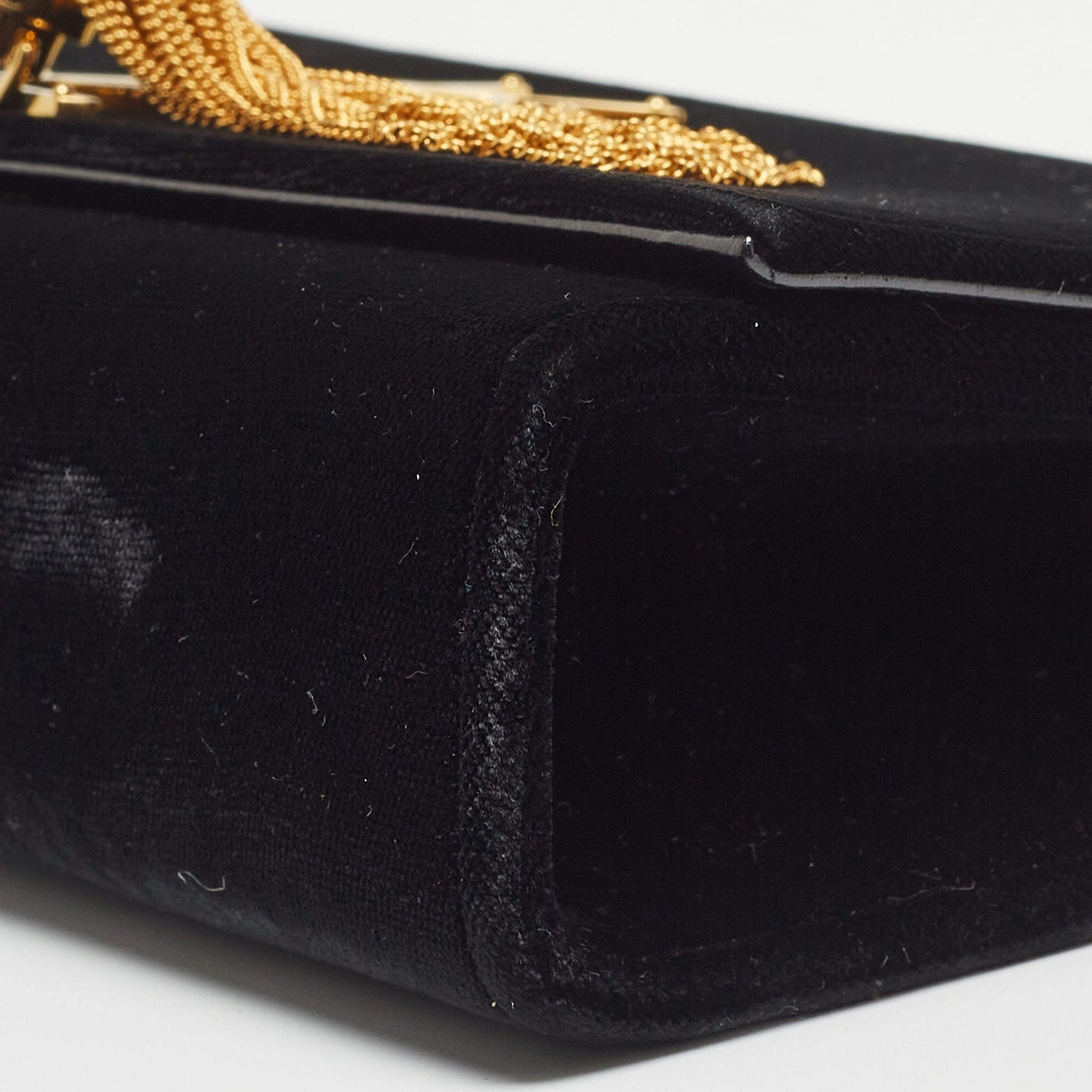 Saint Laurent Black Velvet Kate Tassel Bag - BOPF