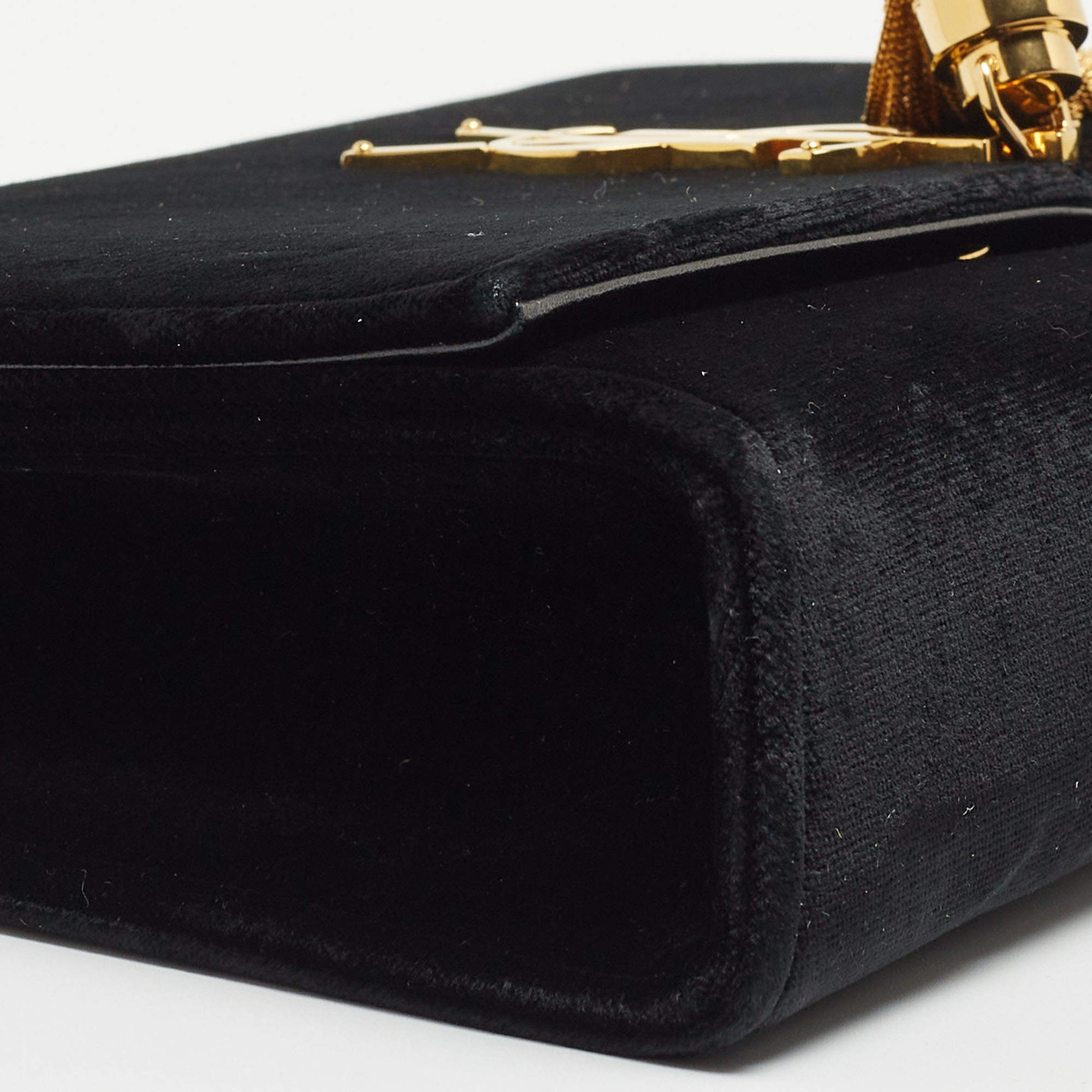 Saint Laurent Black Velvet Kate Tassel Bag - BOPF