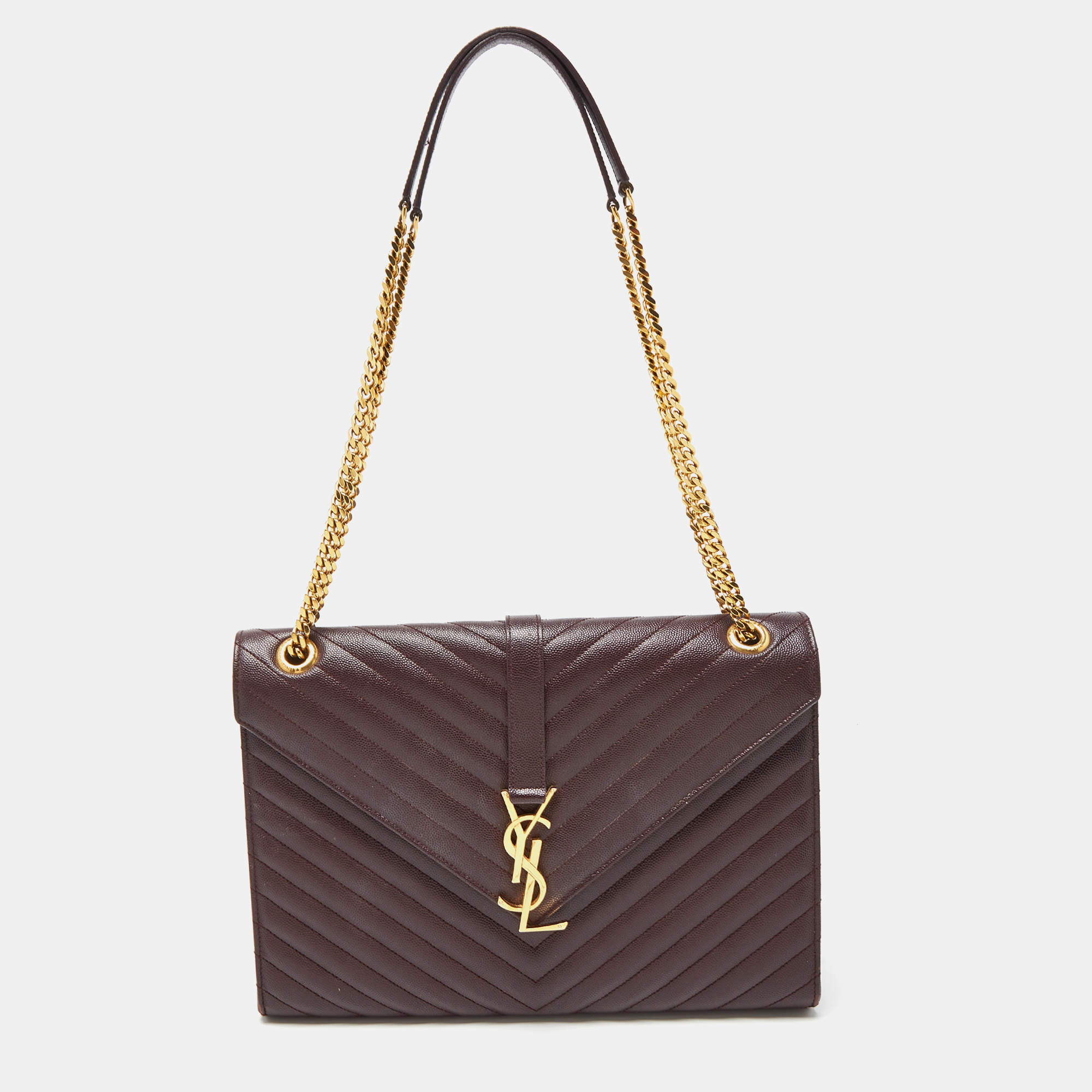 Pre Owned حقيبة كتف سان لوران جلد ماتيلاس أزرق مونوغرام كبيرة ظرفية