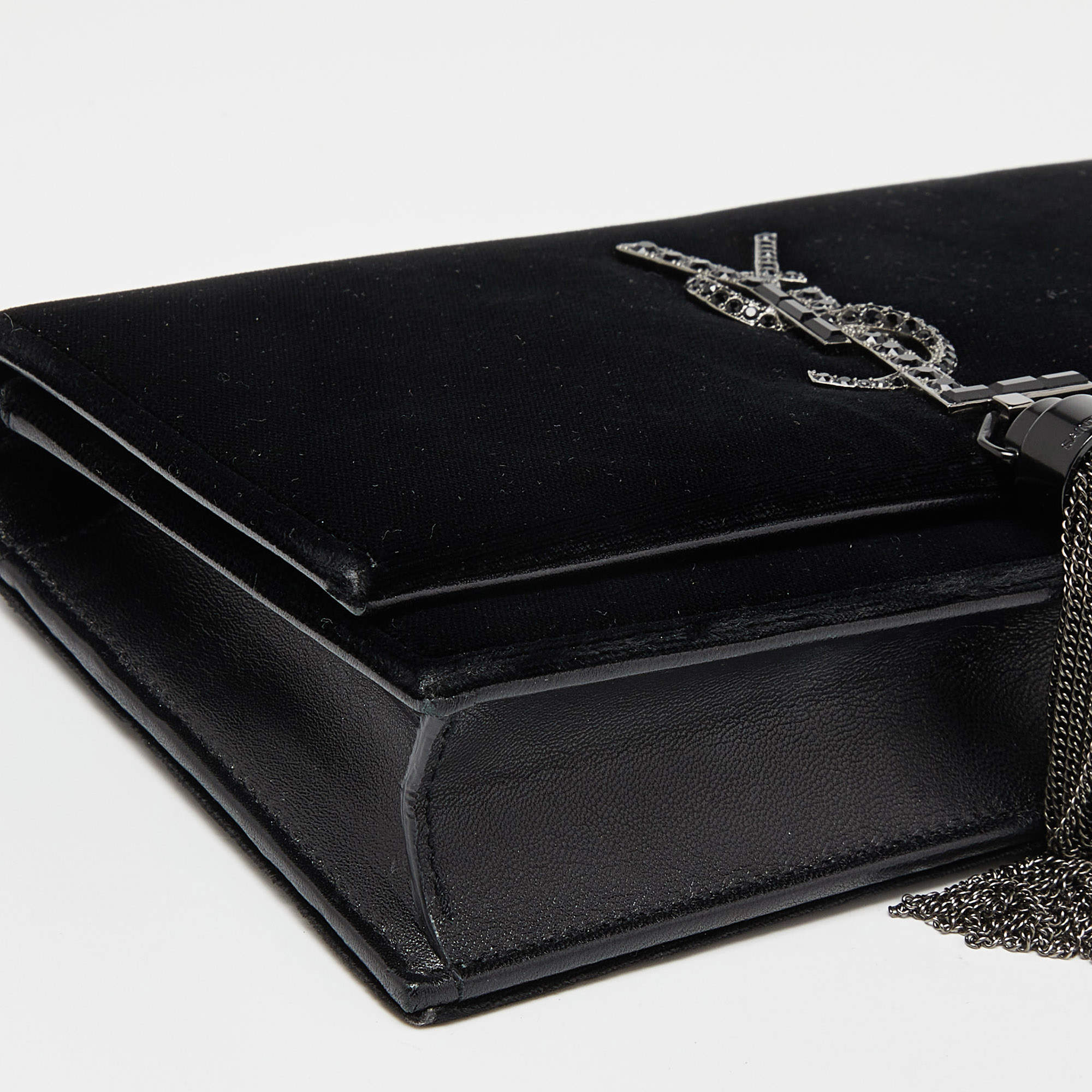 Saint Laurent Black Velvet Kate Tassel Wallet on Chain Saint Laurent Paris