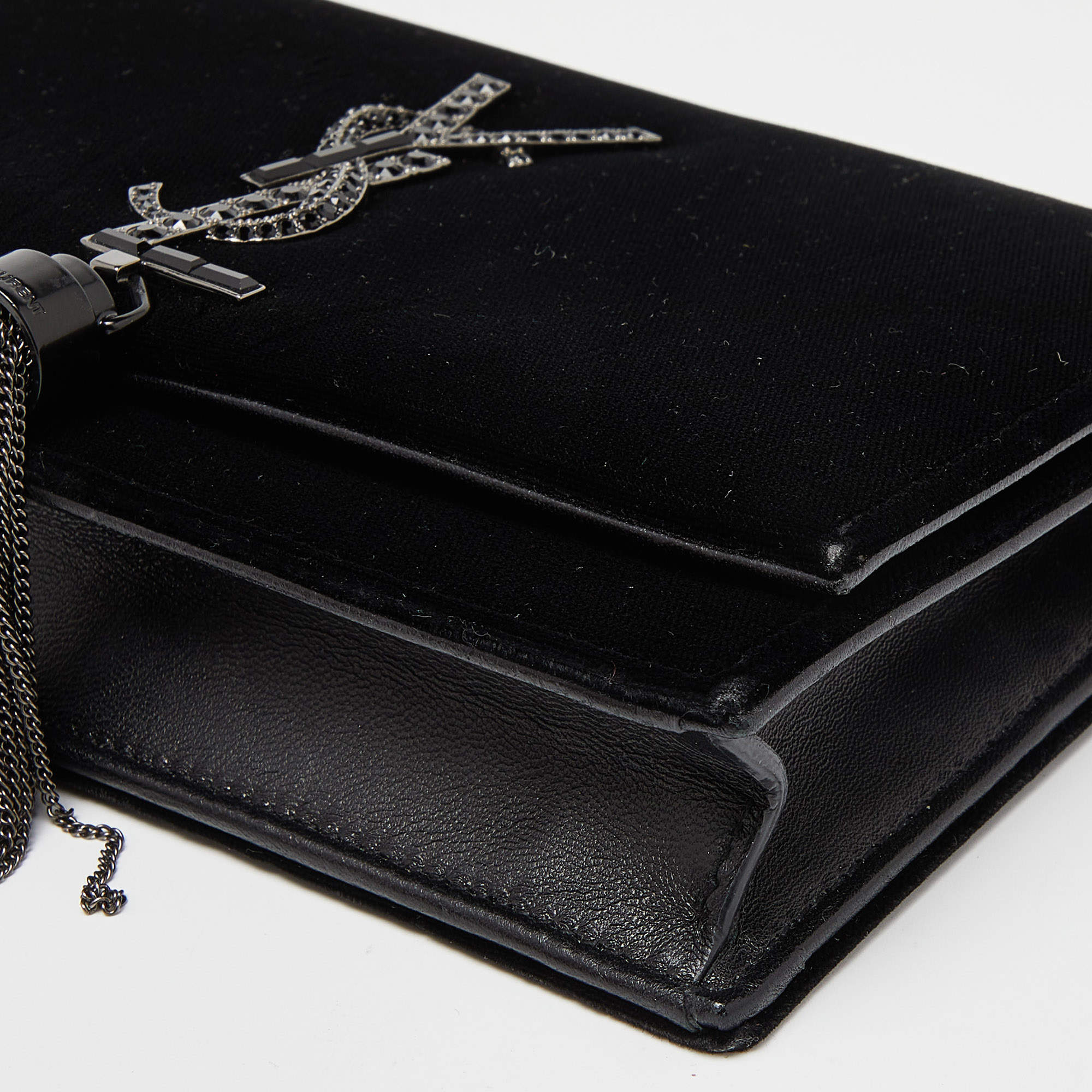 Saint Laurent Black Velvet Kate Tassel Wallet on Chain Saint Laurent Paris