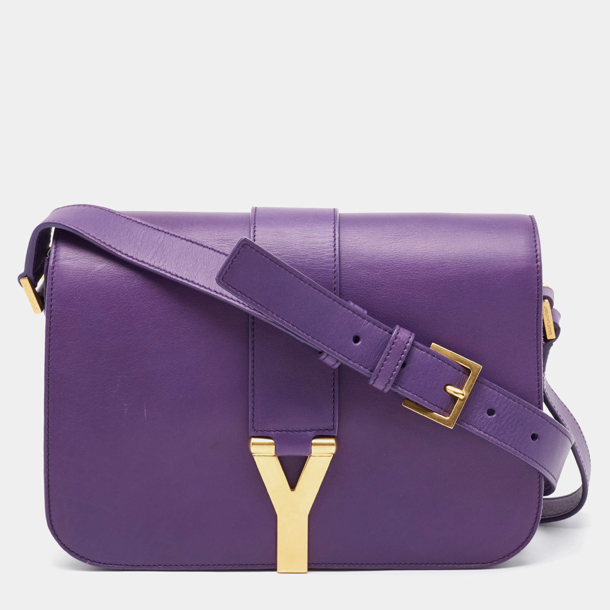 Pre Owned حقيبة كتف سان لوران حرف واي ليغن جلد أصفر