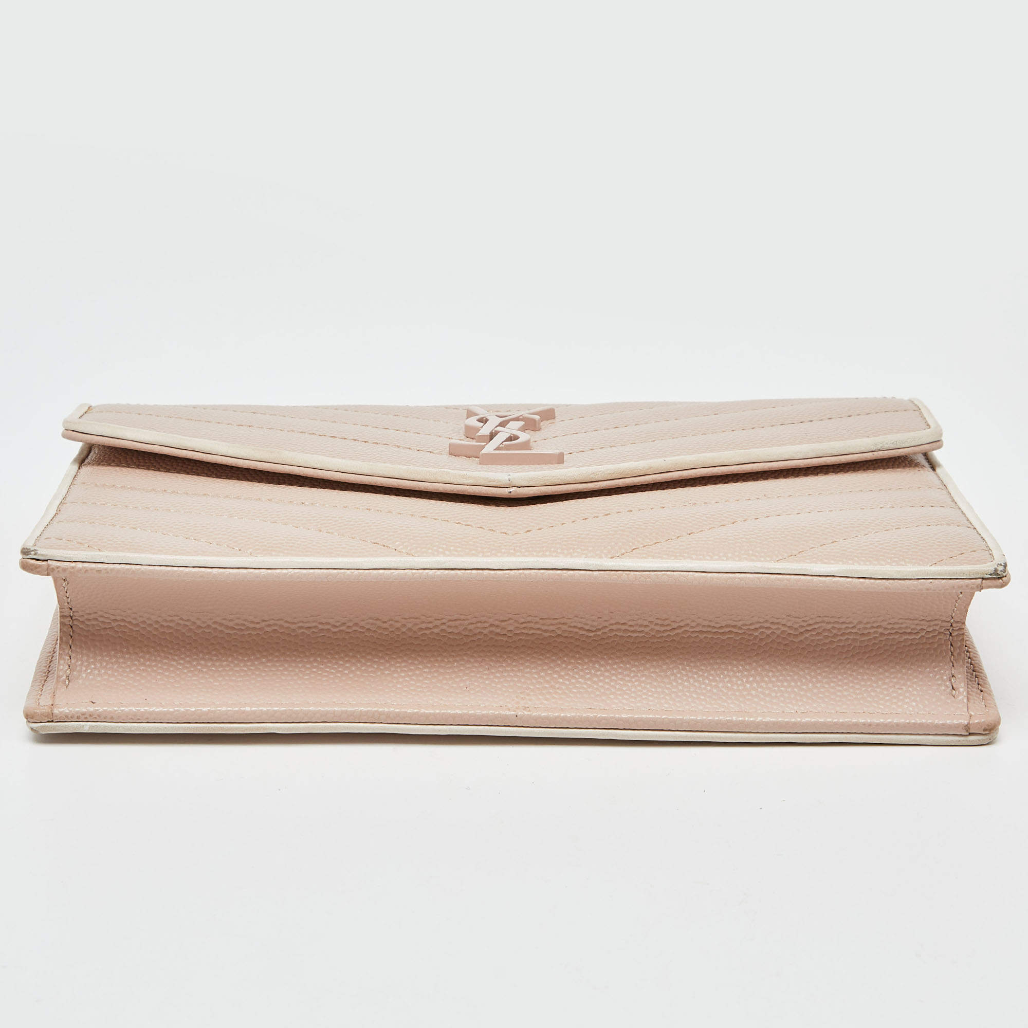 Saint Laurent Pink Matelasse Leather Monogram Envelope Wallet on Chain –  STYLISHTOP