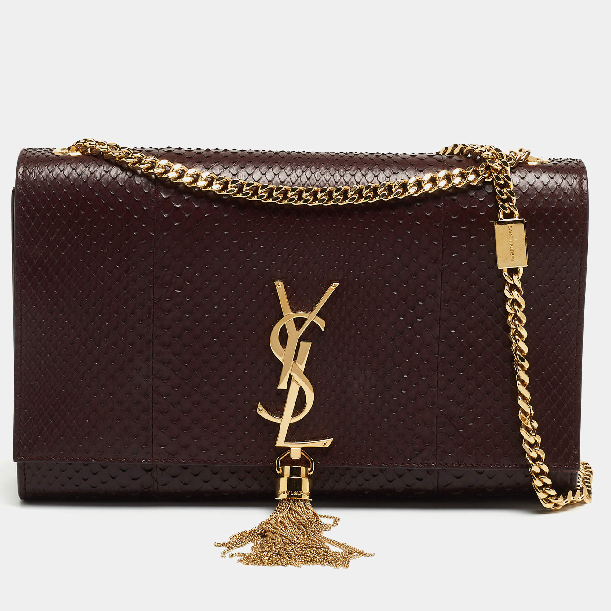 Saint Laurent Burgundy Monogram Kate Tassel Chain Bag