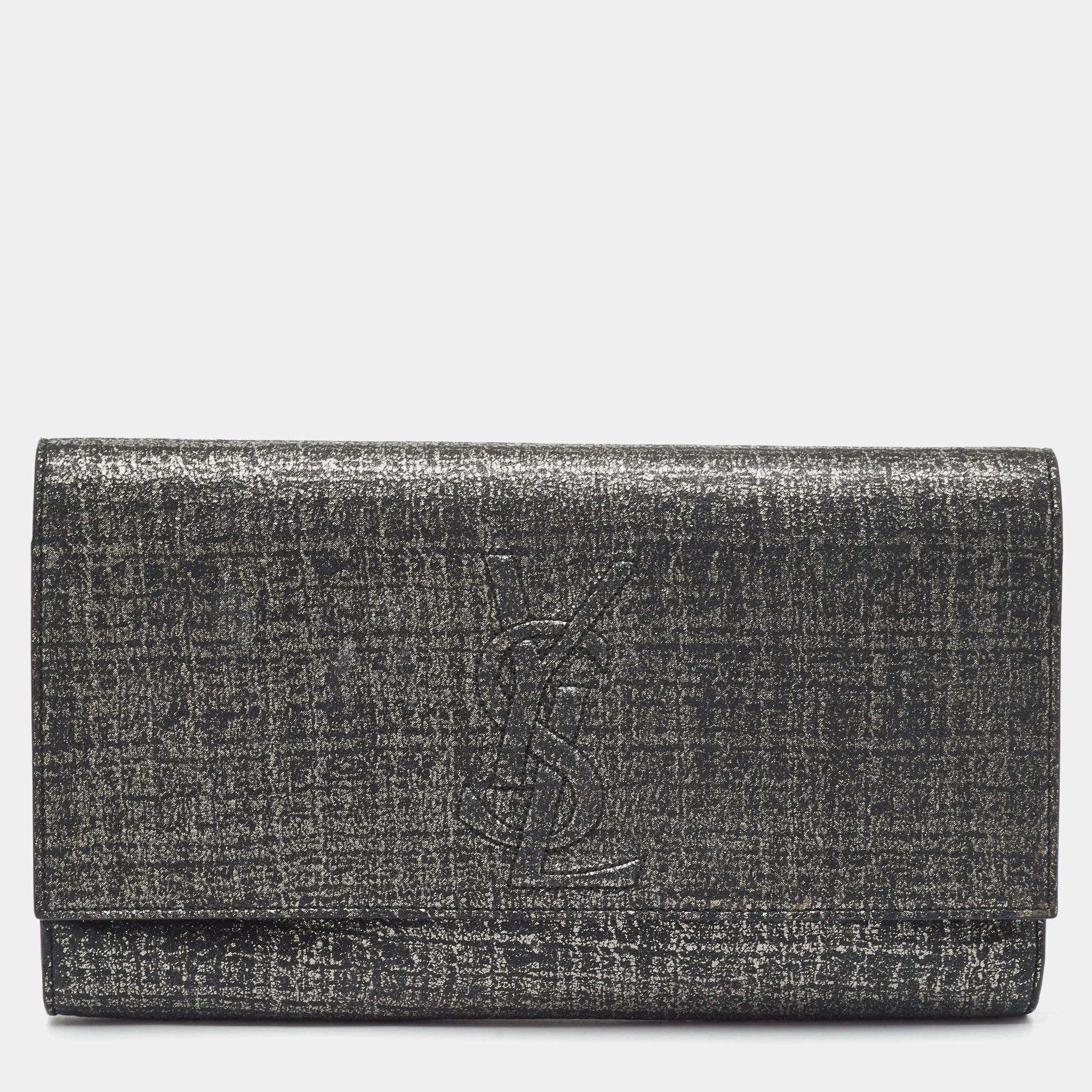 Pre Owned حقيبة كلتش سان لوران بل دو جور جلد لامعة بنفسجية