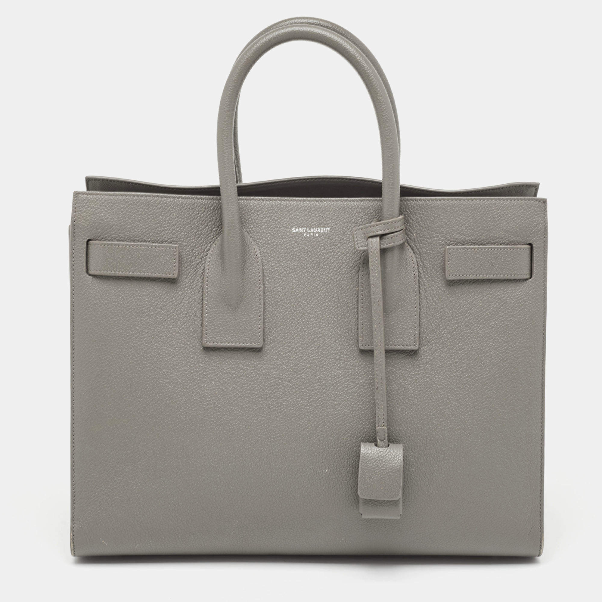 Pre Owned Saint Laurent Grey Leather Small Classic Sac De Jour Tote