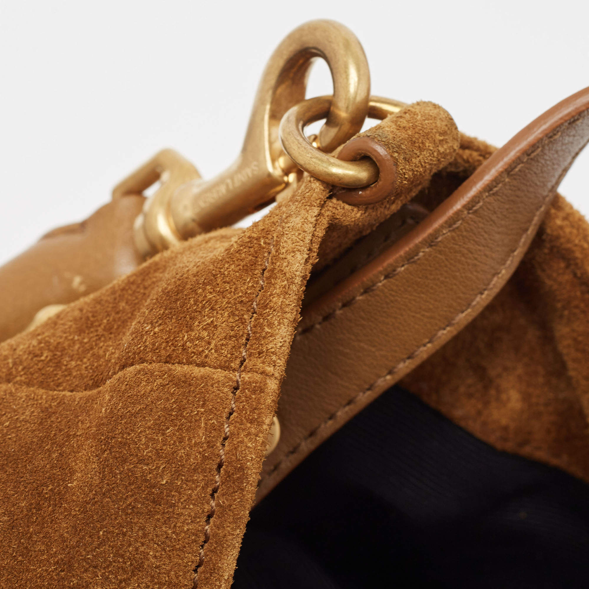 Pre Owned Saint Laurent Brown Suede and Leather Tassle Fringe Bucket Bag