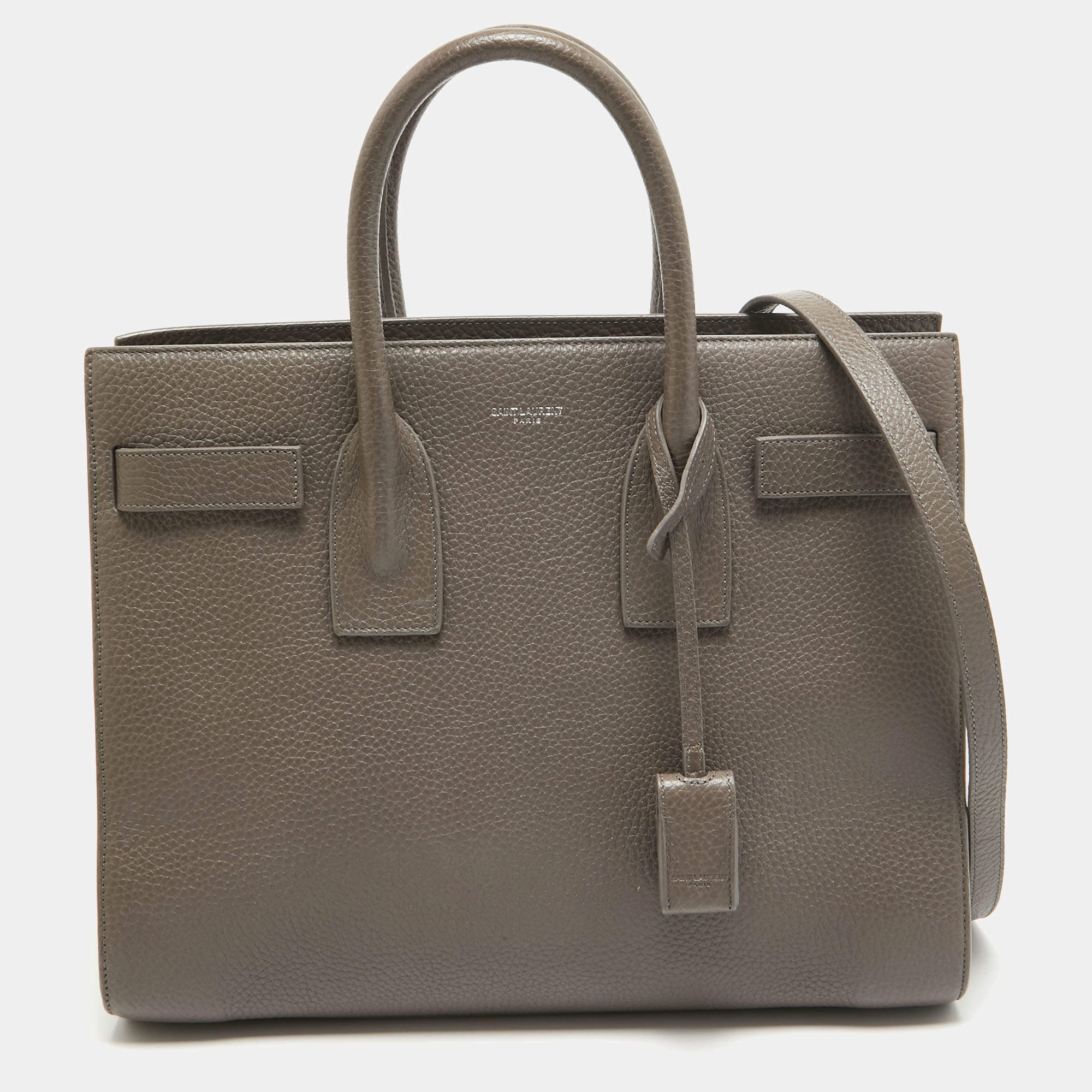 Pre Owned Saint Laurent Taupe Leather Small Classic Sac De Jour Tote