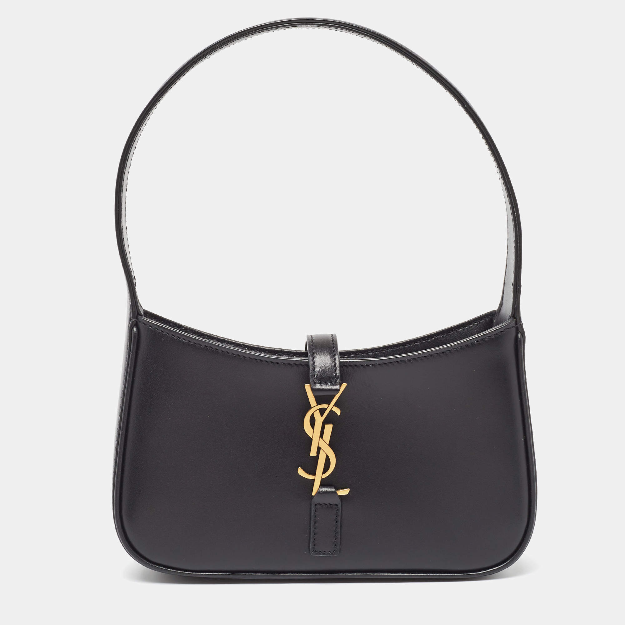 Pre Owned Saint Laurent Black Leather Mini LE 5 À 7 Shoulder Bag