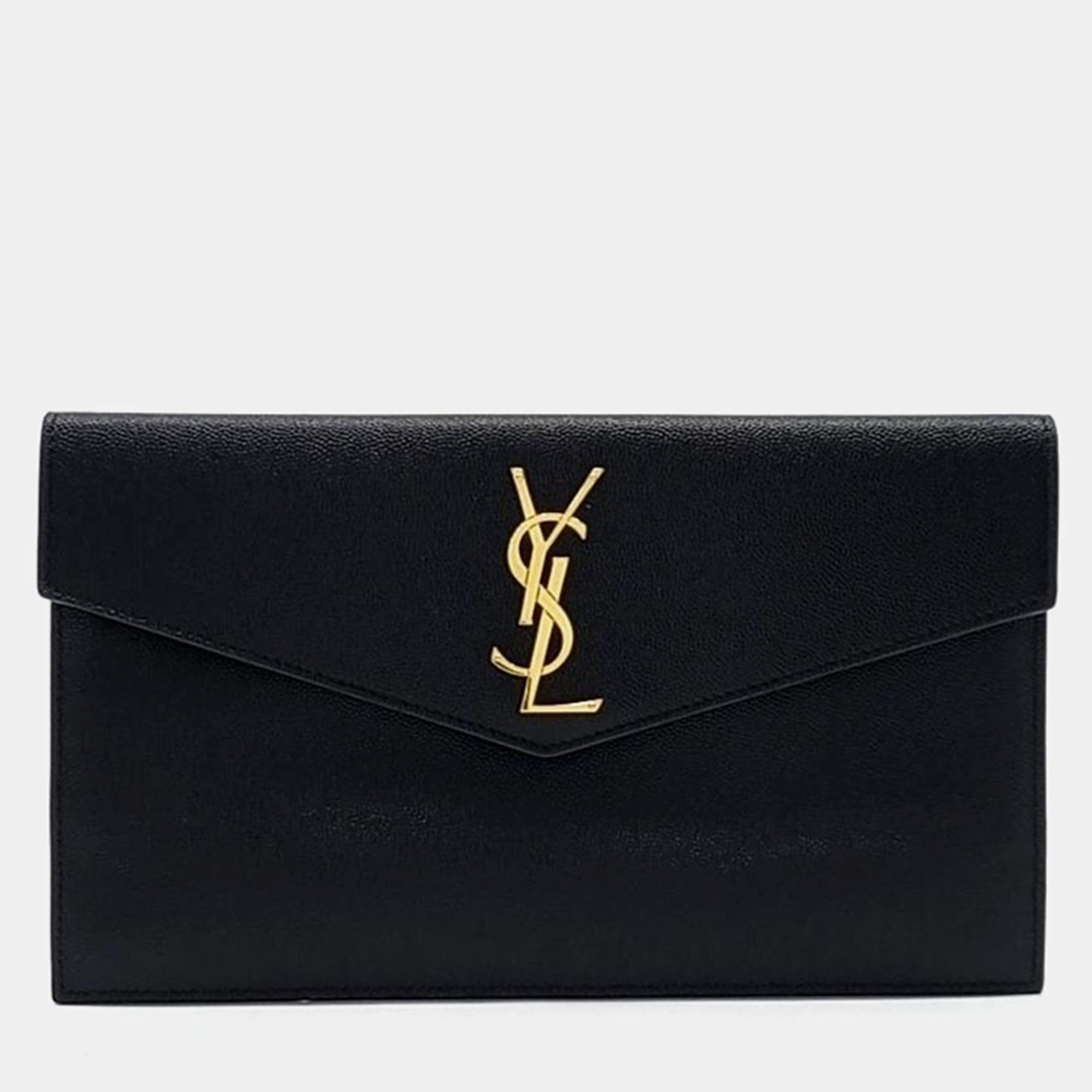 Pre Owned Saint Laurent Paris Black Uptown Clutch Bag