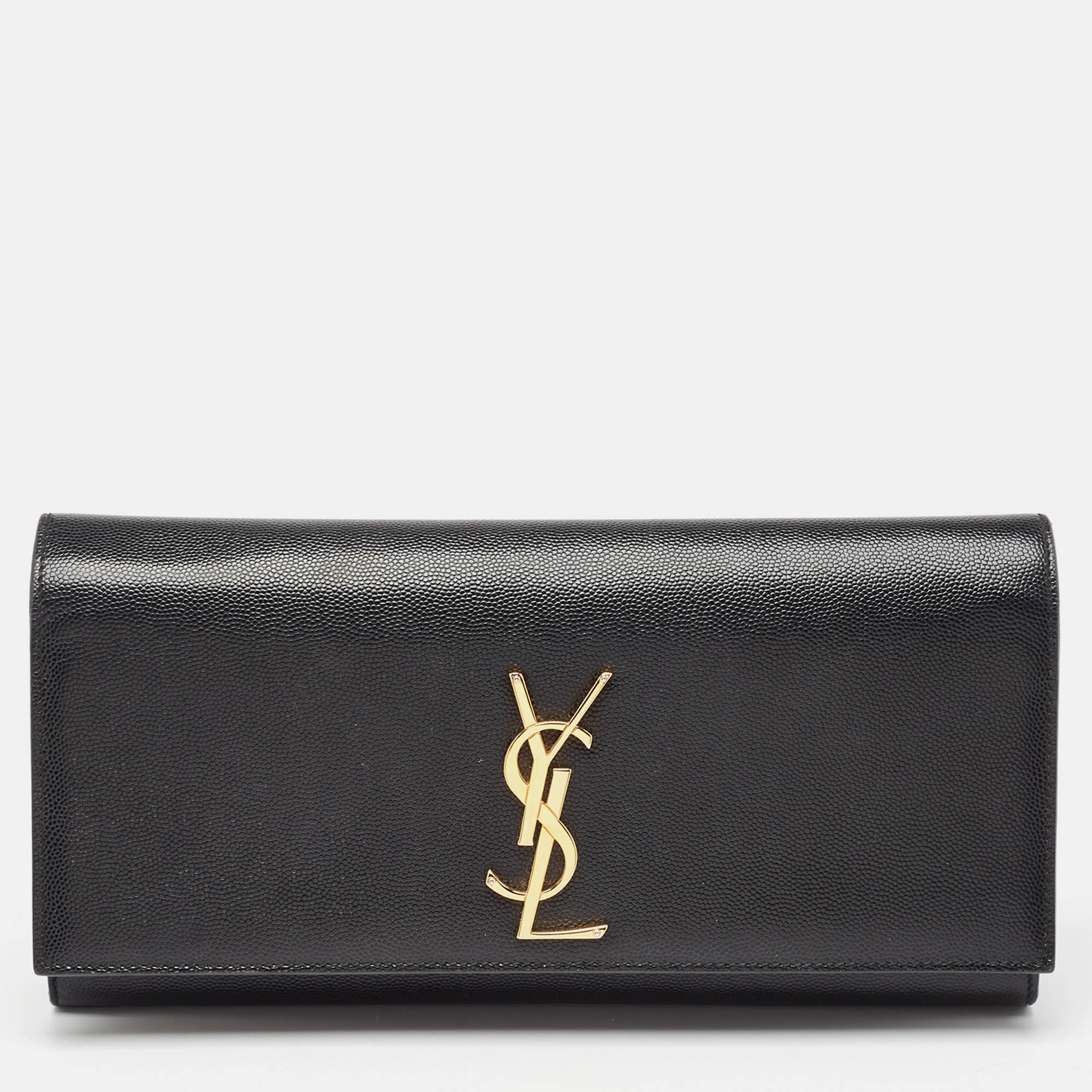 Pre Owned Saint Laurent Black Leather Kate Clutch