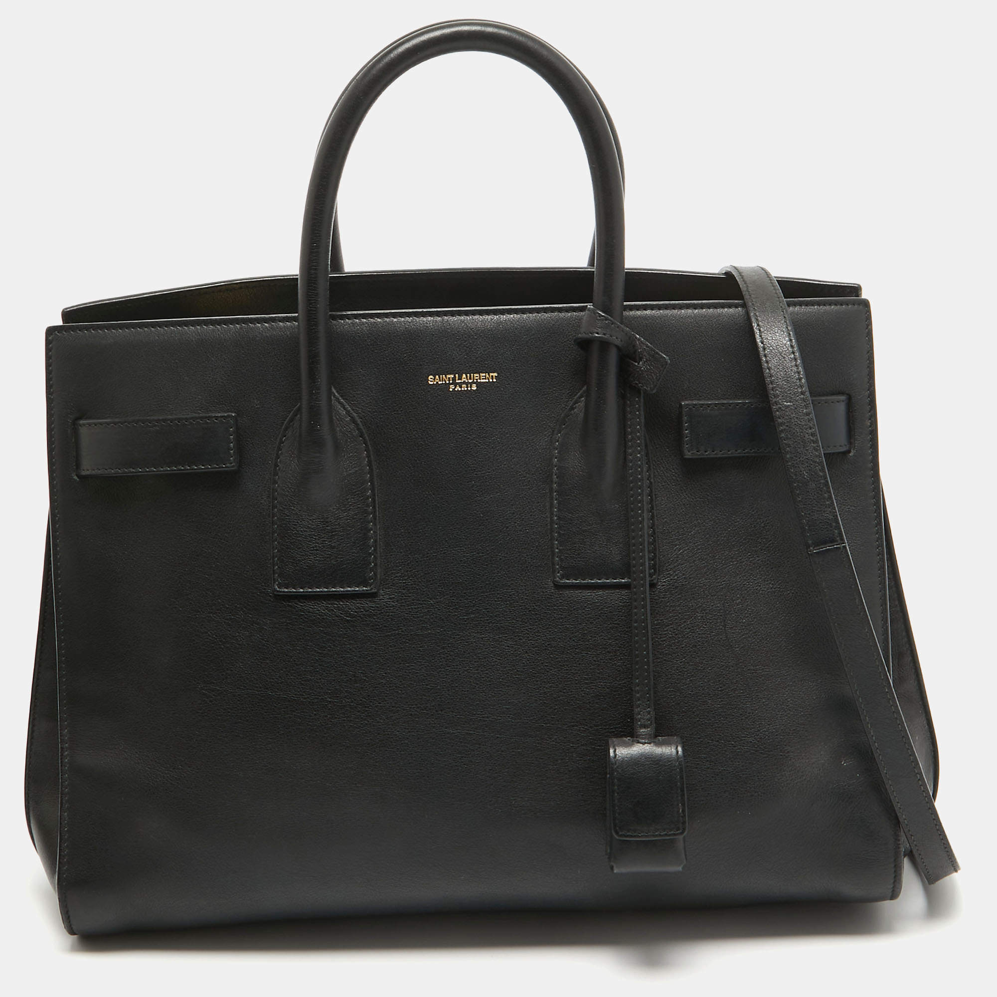 Saint Laurent Black Leather Small Classic Sac De Jour Tote