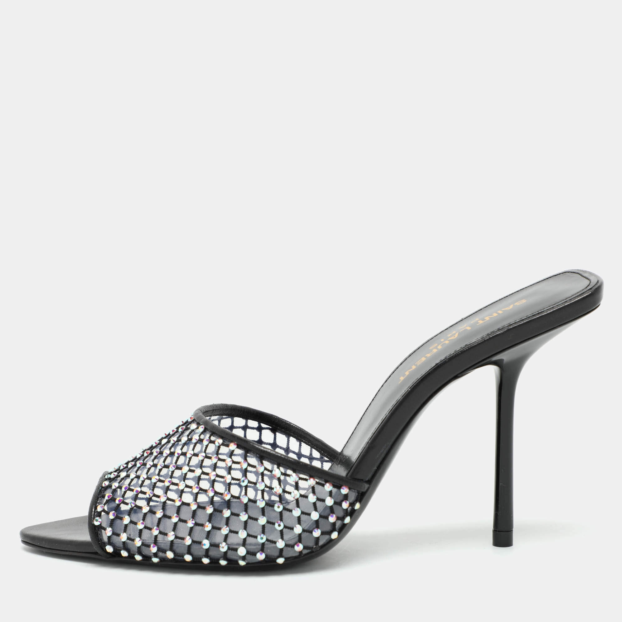 Saint Laurent Transparent Embellished PVC Slide Sandals Size 36