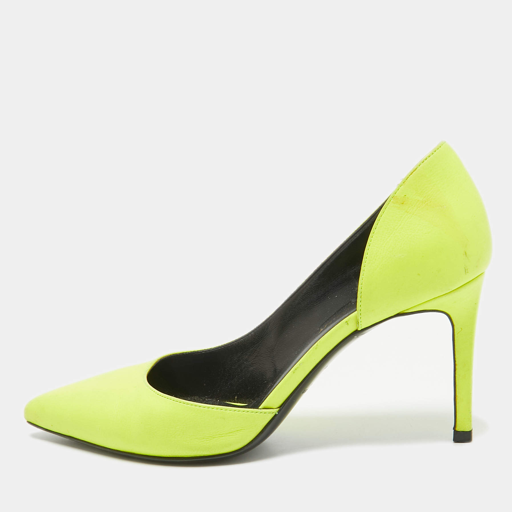 Saint Laurent Neon Yellow Leather D'orsay Pumps Size 36