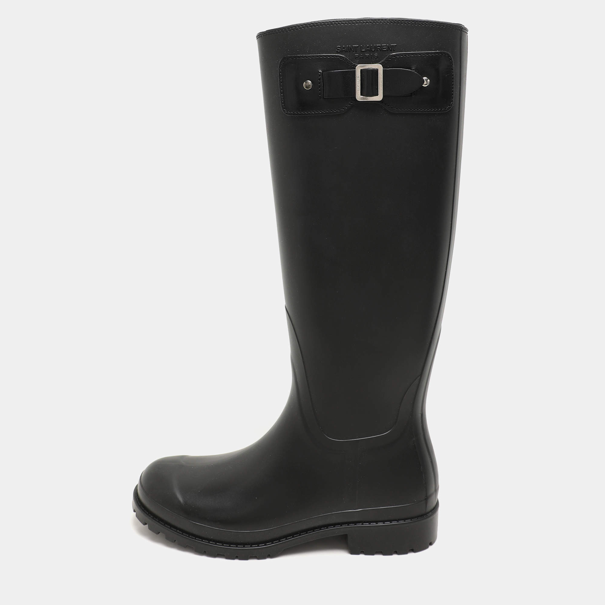 Saint Laurent Black Rubber Wellington Rain Boots Size 36