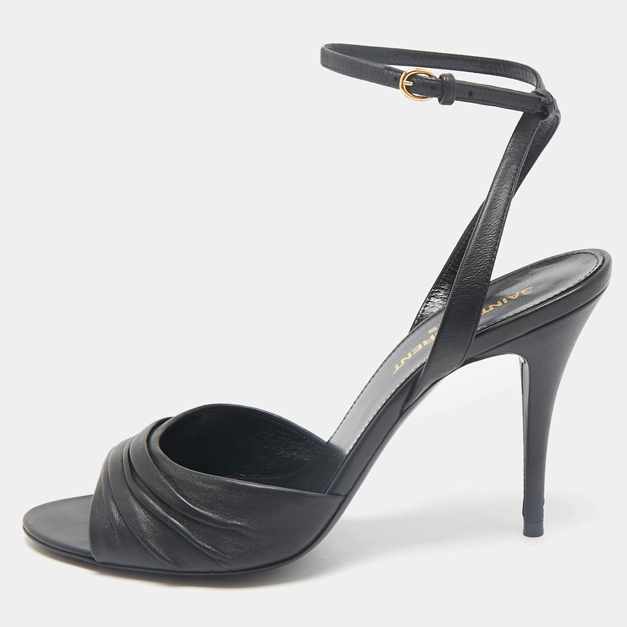 Pre Owned Saint Laurent Black Leather Indya Sandals Size 36