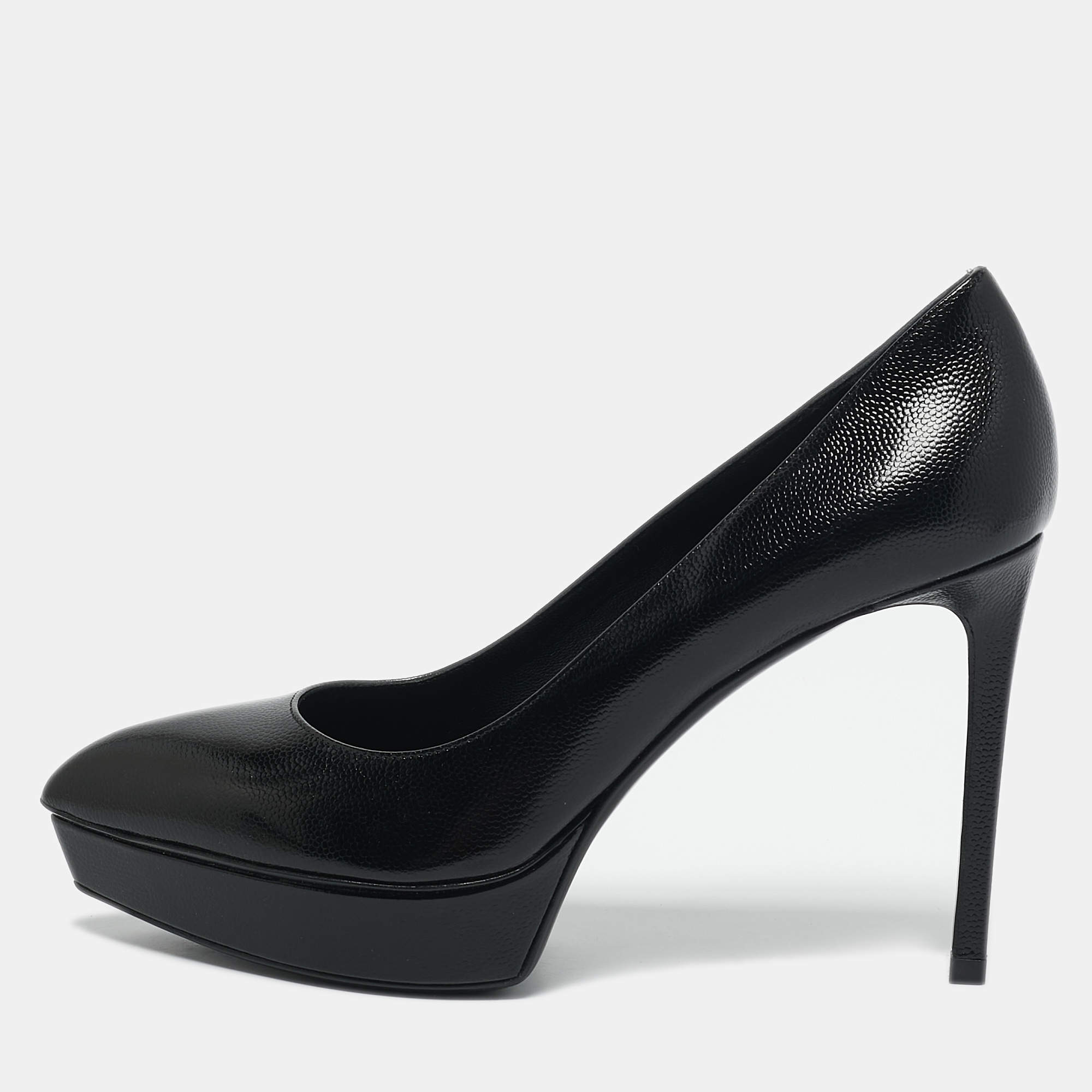 Saint Laurent Black Leather Janis Pumps Size 37.5
