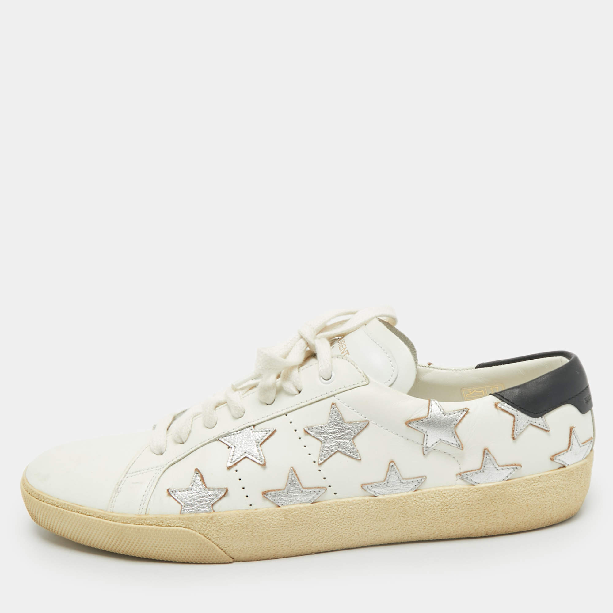 Saint Laurent White Leather Star Court Classic California Sneakers Size 40