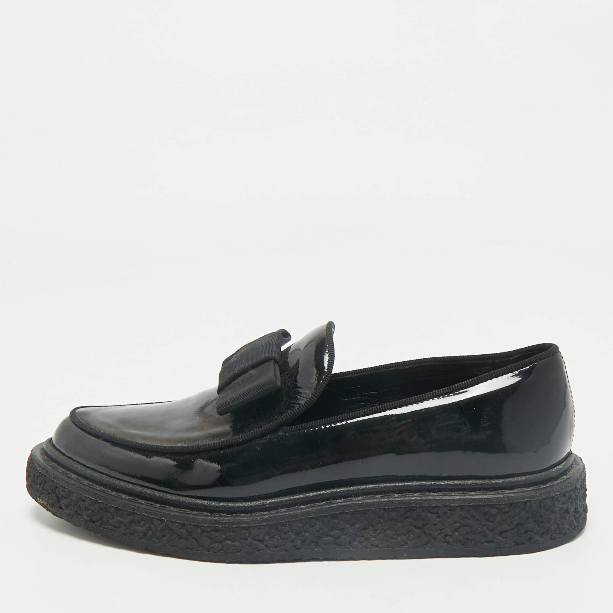 Saint Laurent Black Patent Leather Penny Loafers Size 35.5