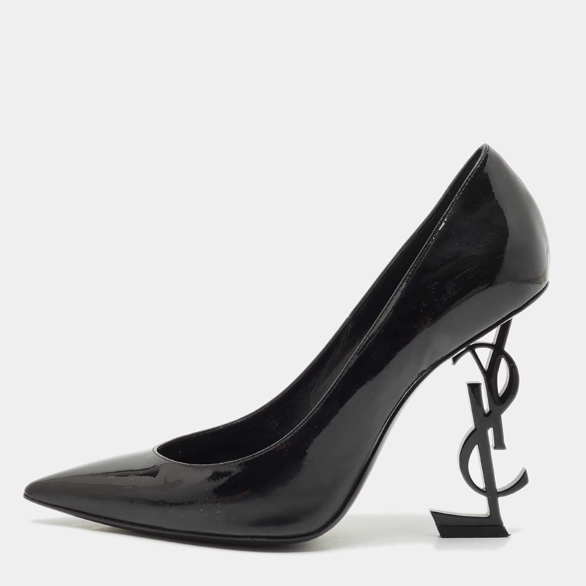 Saint Laurent Black Patent Leather Opyum Pumps Size 37