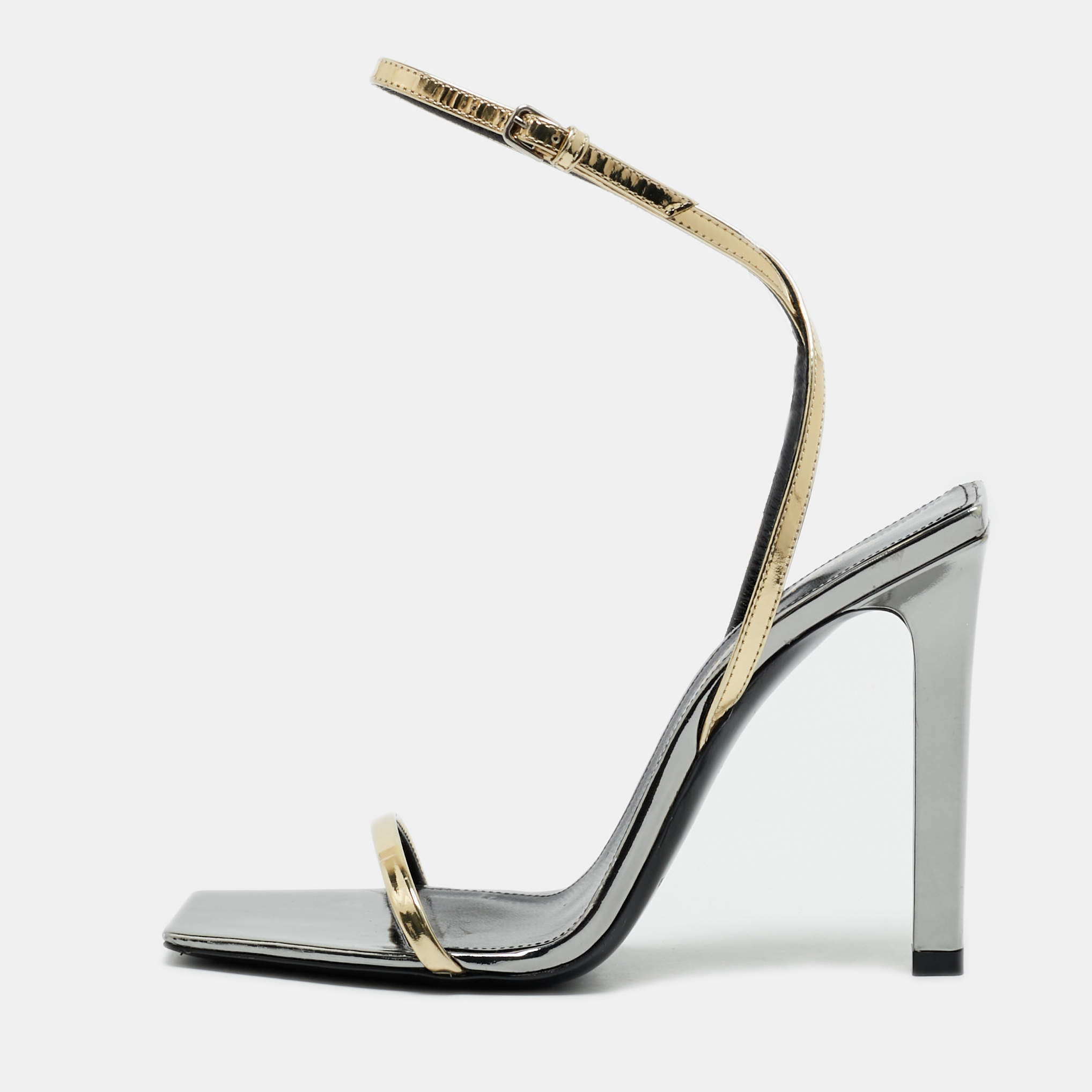 Saint Laurent Gold Leather Pam Sandals Size 36.5