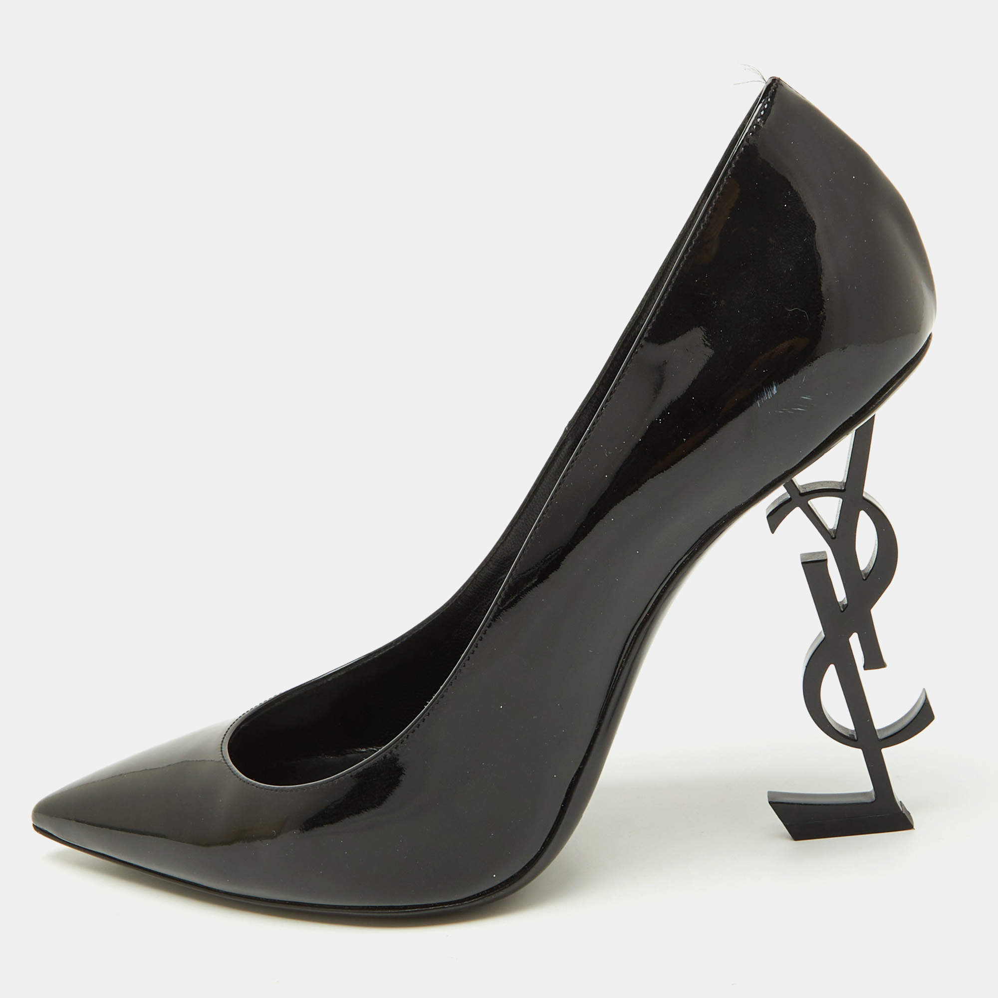 Saint Laurent Black Patent Leather Opyum Pointed Toe Pumps Size 41