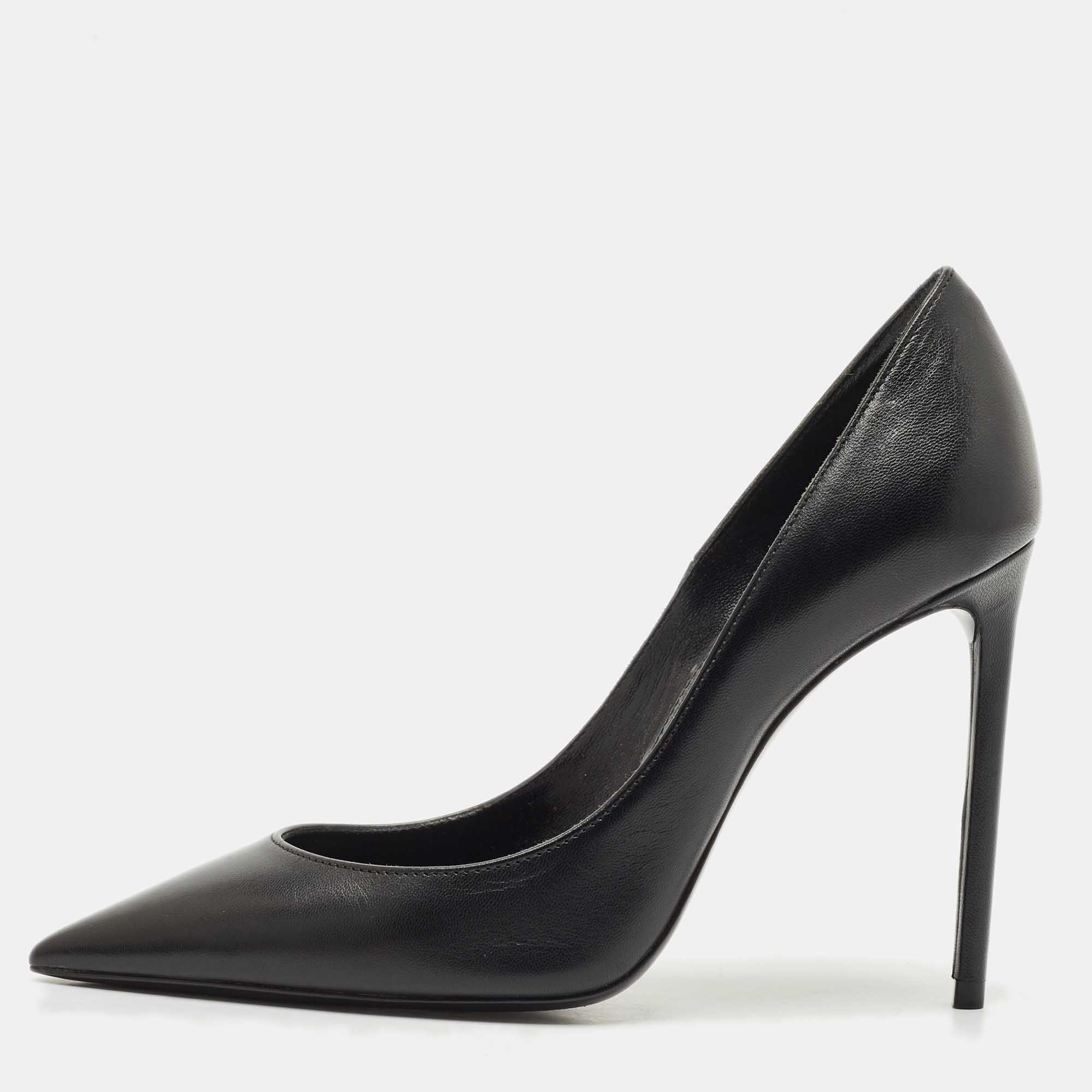 Pre Owned Saint Laurent Black Leather Anja Pumps Size 34