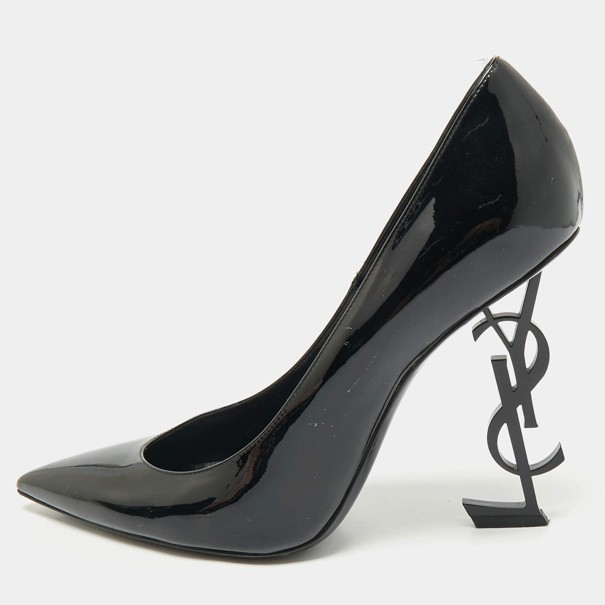 Pre Owned Saint Laurent Black Patent Leather Opyum Pumps Size 41.5