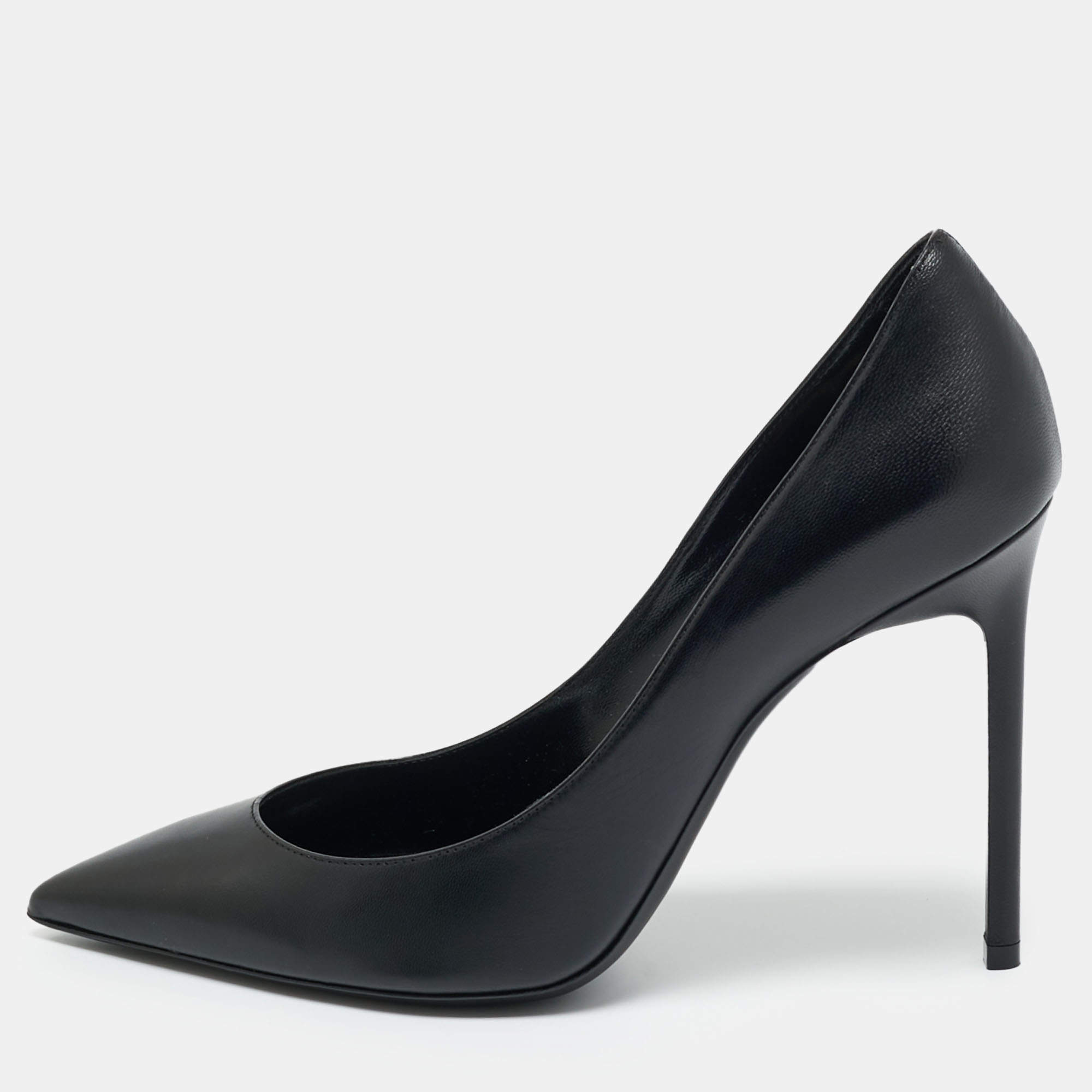 Pre Owned Saint Laurent Black Leather Anja Pumps Size 39.5