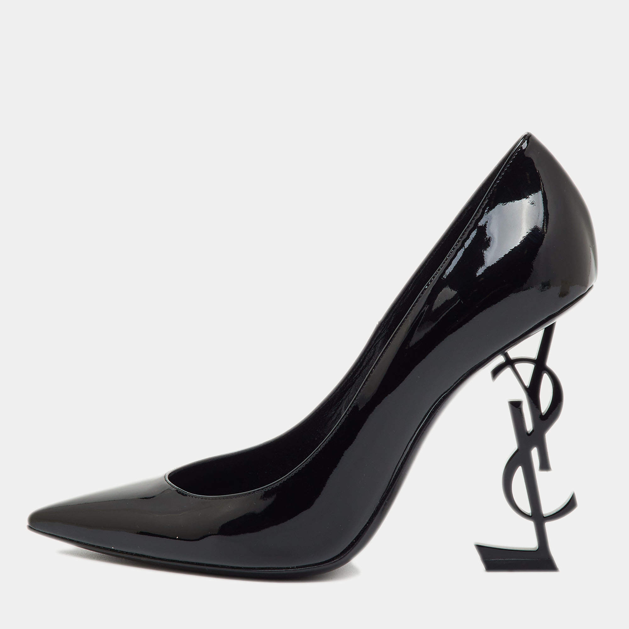 Pre Owned Saint Laurent Black Patent Leather Opyum Pointed Toe Pumps Size 39