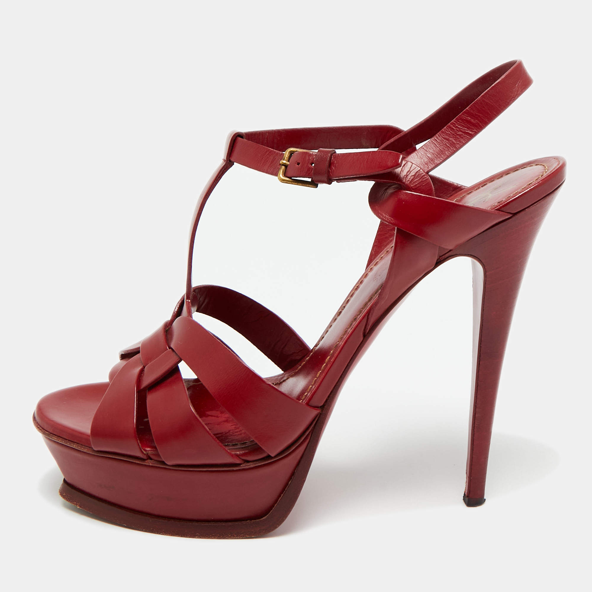 مملوكة مسبقًا Saint Laurent Tribute Size 41 Red Leather Platform Sandals