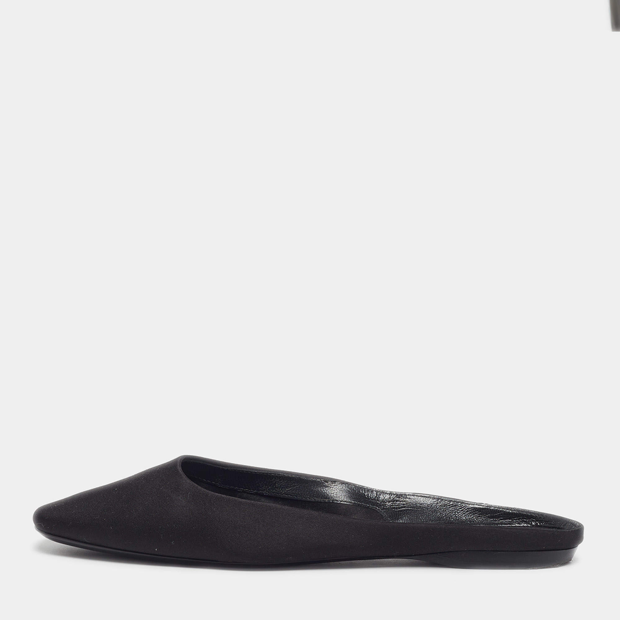 مملوكة مسبقًا خُفّ سان لوران ليدو أسود حرير مُسطَّح مقاس 35.5