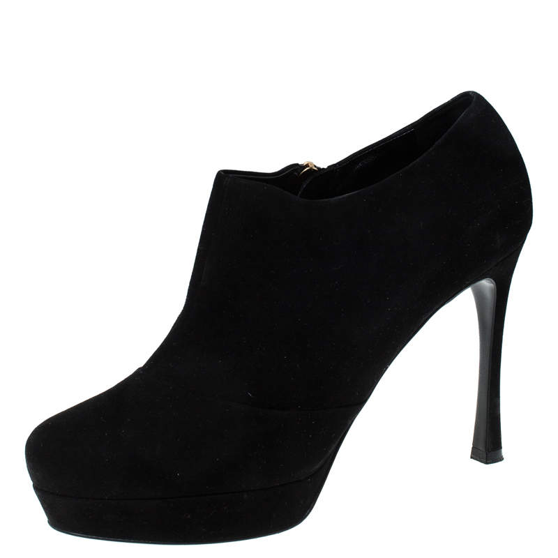 black suede platform booties