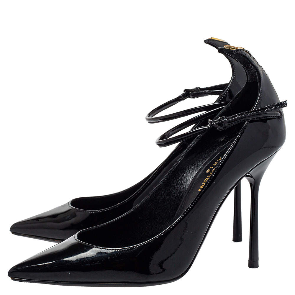 🆕️ SAINT LAURENT Paris Black PATENT LEATHER HOPPER 30 Formal Shoes EU-41  US-8