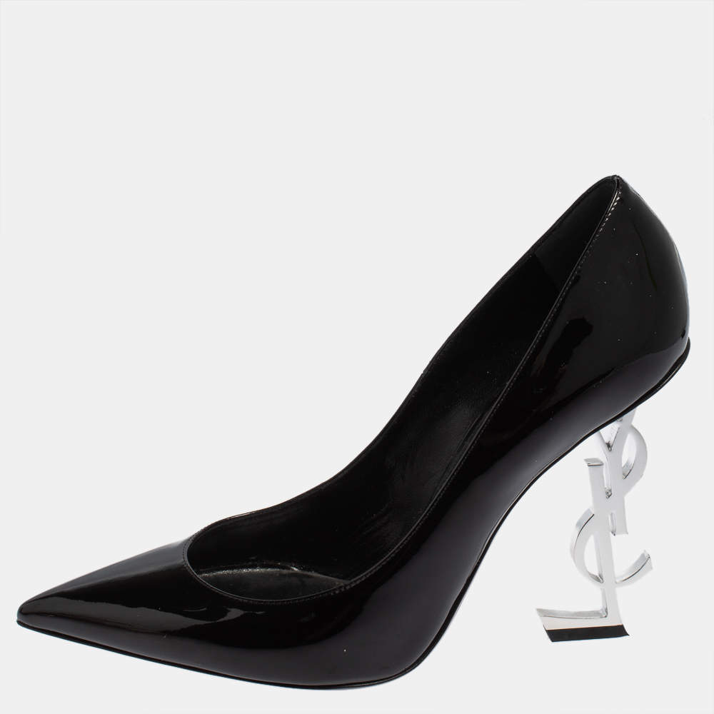 Saint Laurent Paris Black Patent Leather Opyum Pointed Toe Pumps Size 39