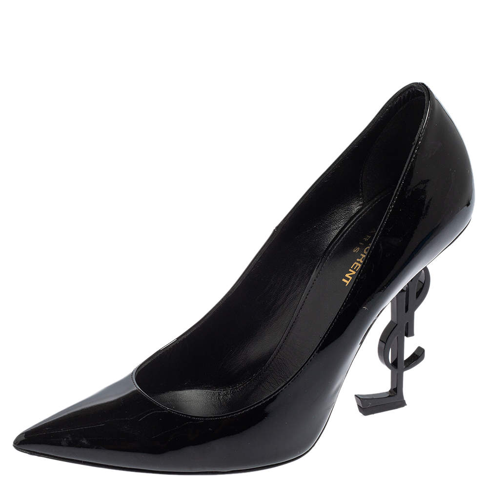 Pre Owned Saint Laurent Black Patent Leather Opyum Pumps Size 41