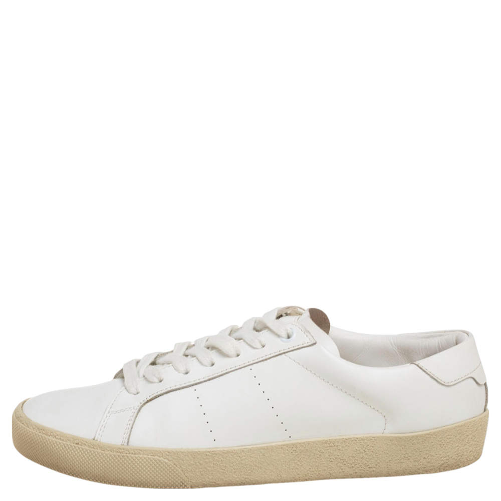 Pre Owned Saint Laurent White Leather Andy Low Top Sneakers Size 39