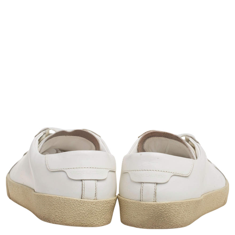 Pre Owned Saint Laurent White Leather Andy Low Top Sneakers Size 39