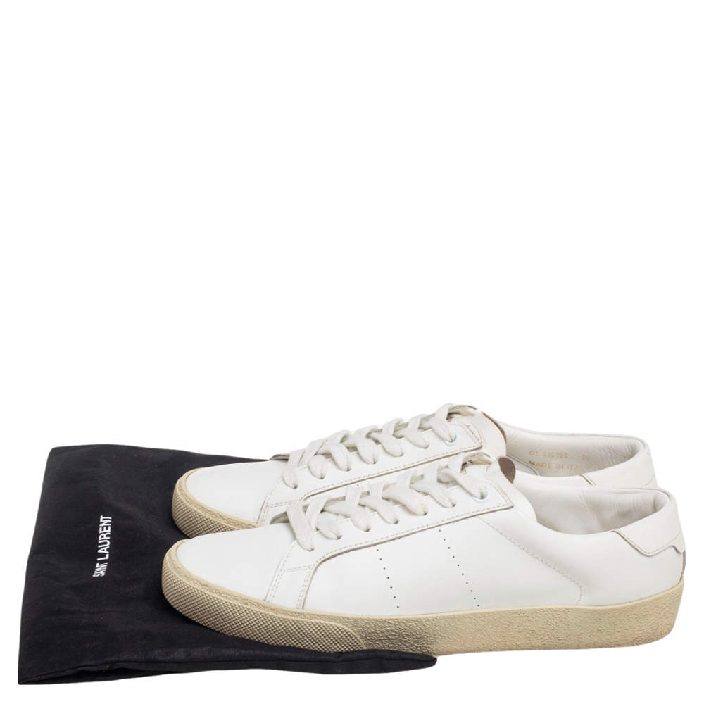 Pre Owned Saint Laurent White Leather Andy Low Top Sneakers Size 39