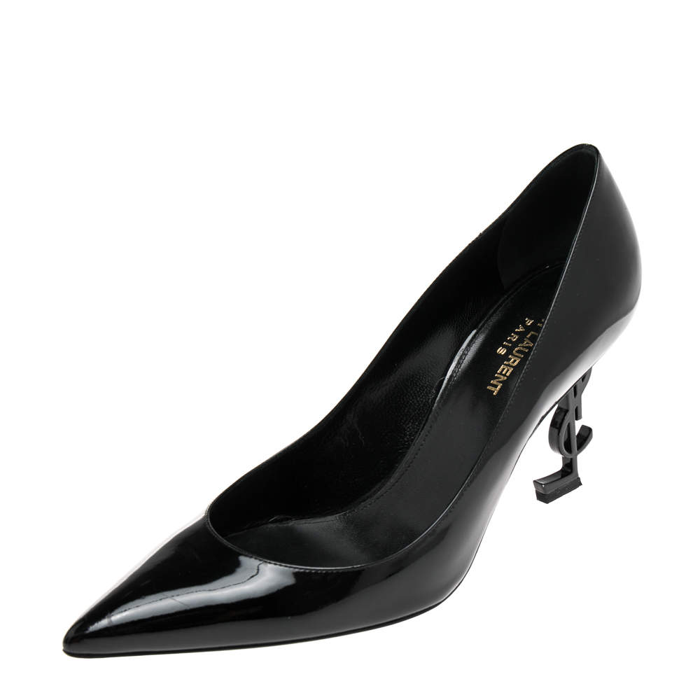 مملوكة مسبقًا Saint Laurent Black Patent Leather Opyum Pointed Toe Pumps Size 39