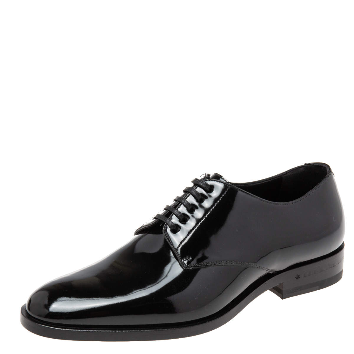 Pre Owned Saint Laurent Black Patent Leather Montaigne Lace-Up Derby Size 37.5