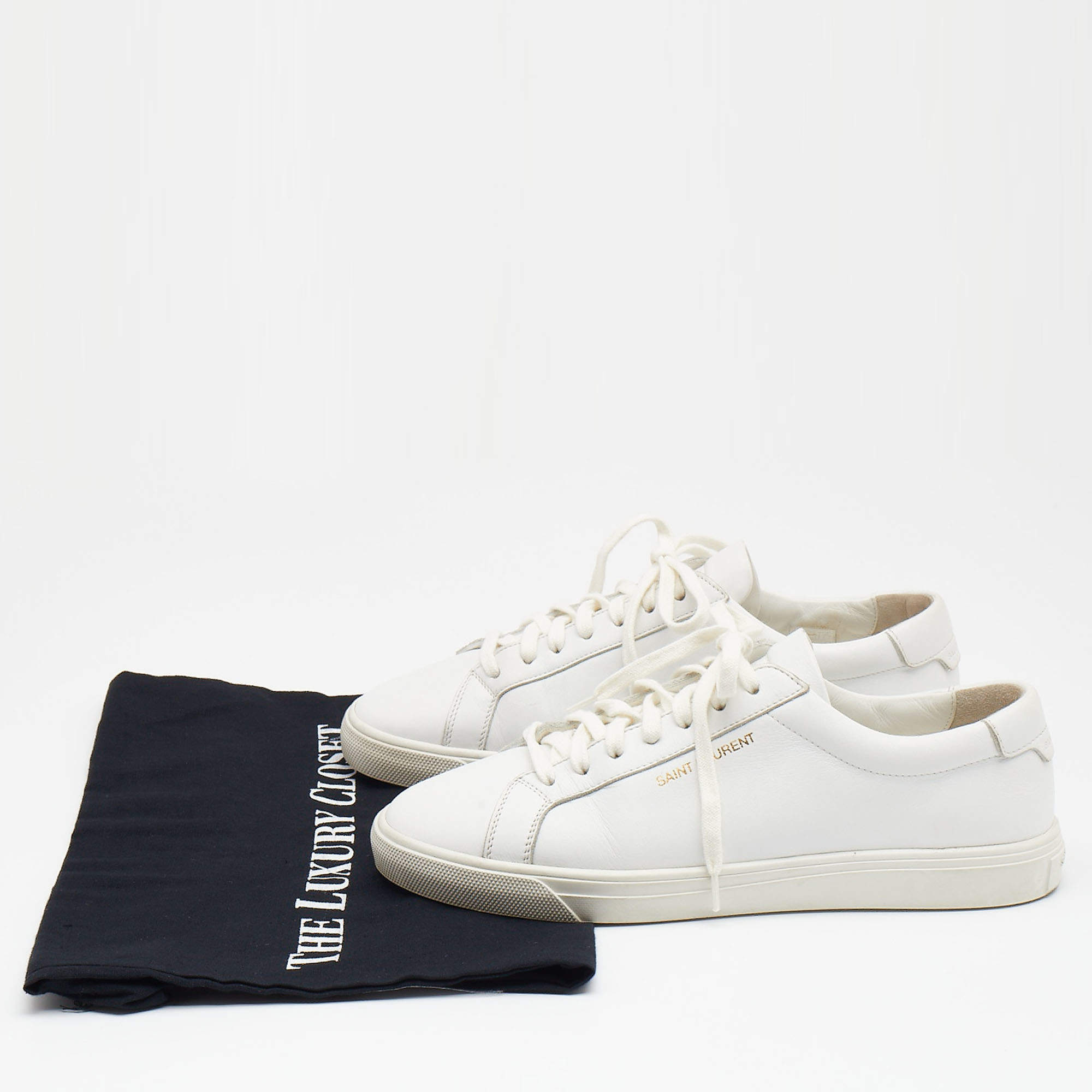Pre Owned Saint Laurent White Leather Andy Low Top Sneakers Size 37