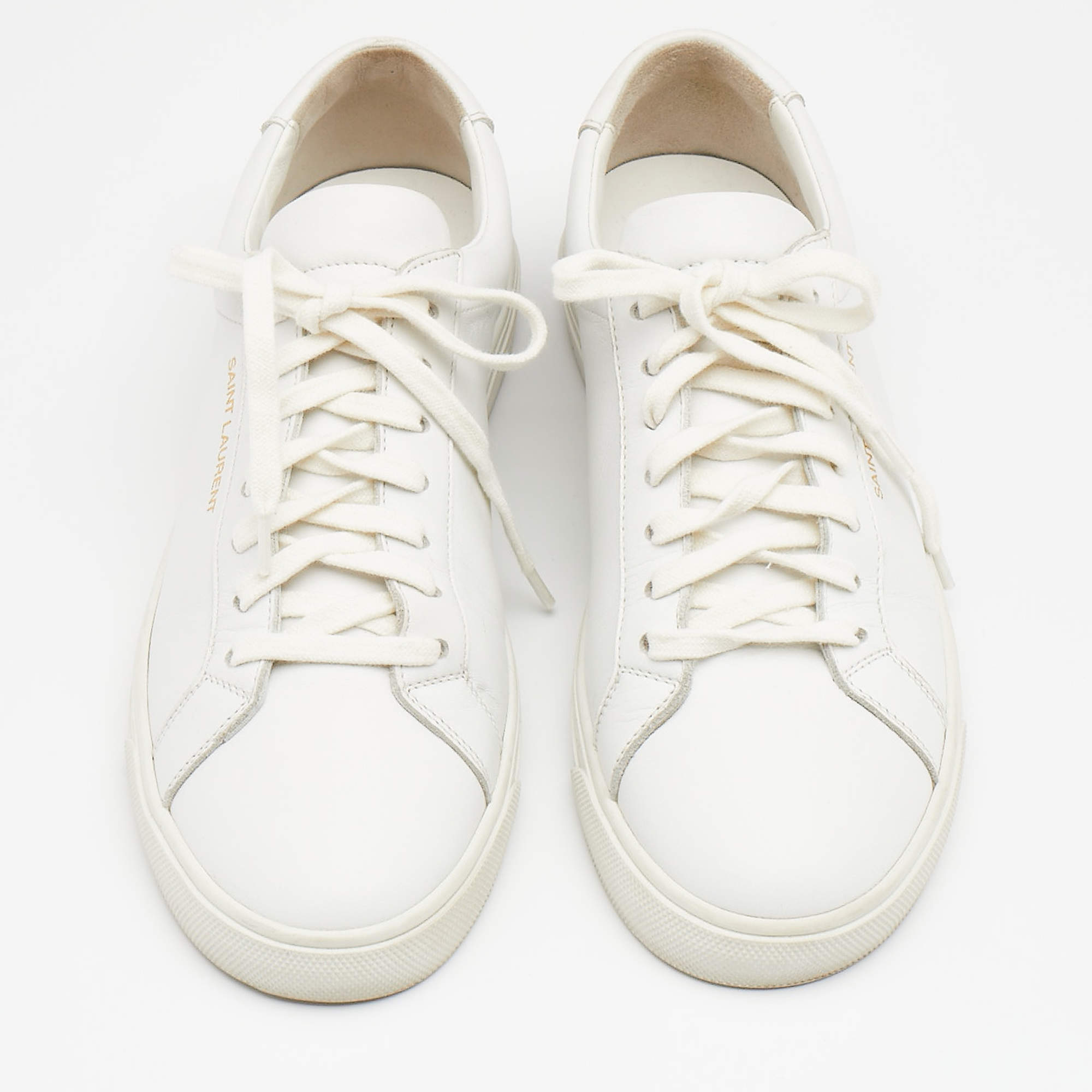 Pre Owned Saint Laurent White Leather Andy Low Top Sneakers Size 37